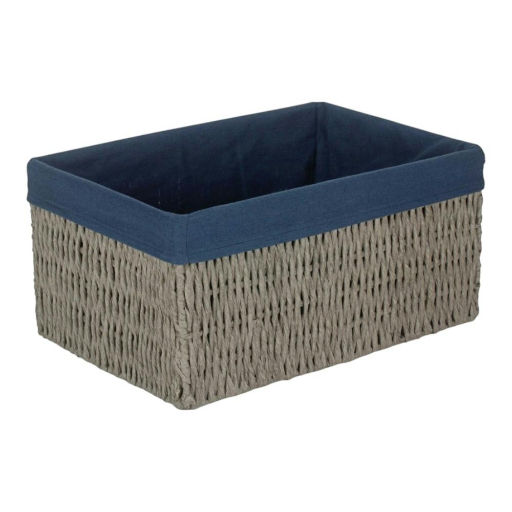 Rackhams Blue Navy Paper Rope Storage Basket With Navy Cotton Lining - Extra Large