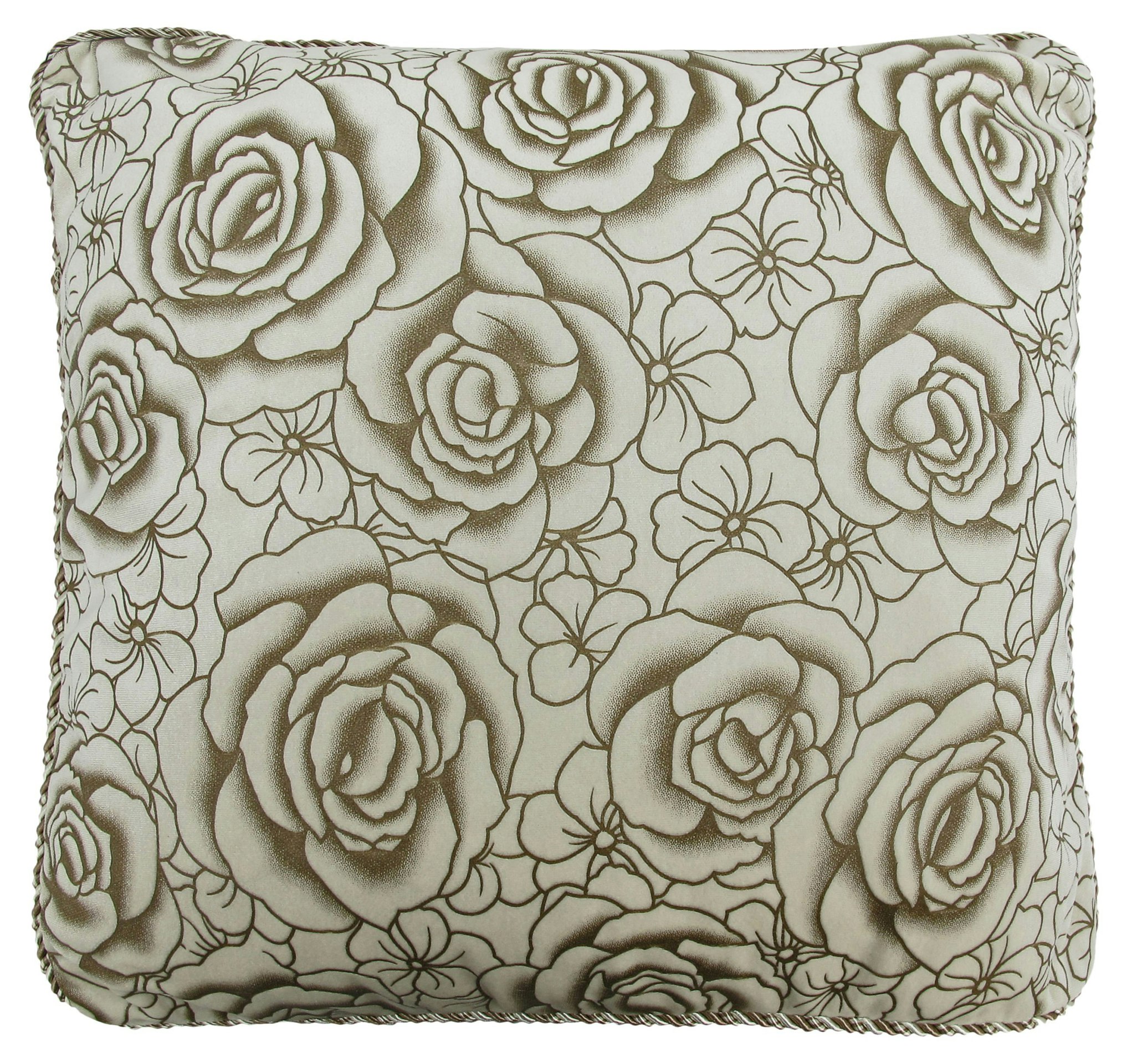 Intimates White Flock Rose Cushion - 43Cm X 43Cm
