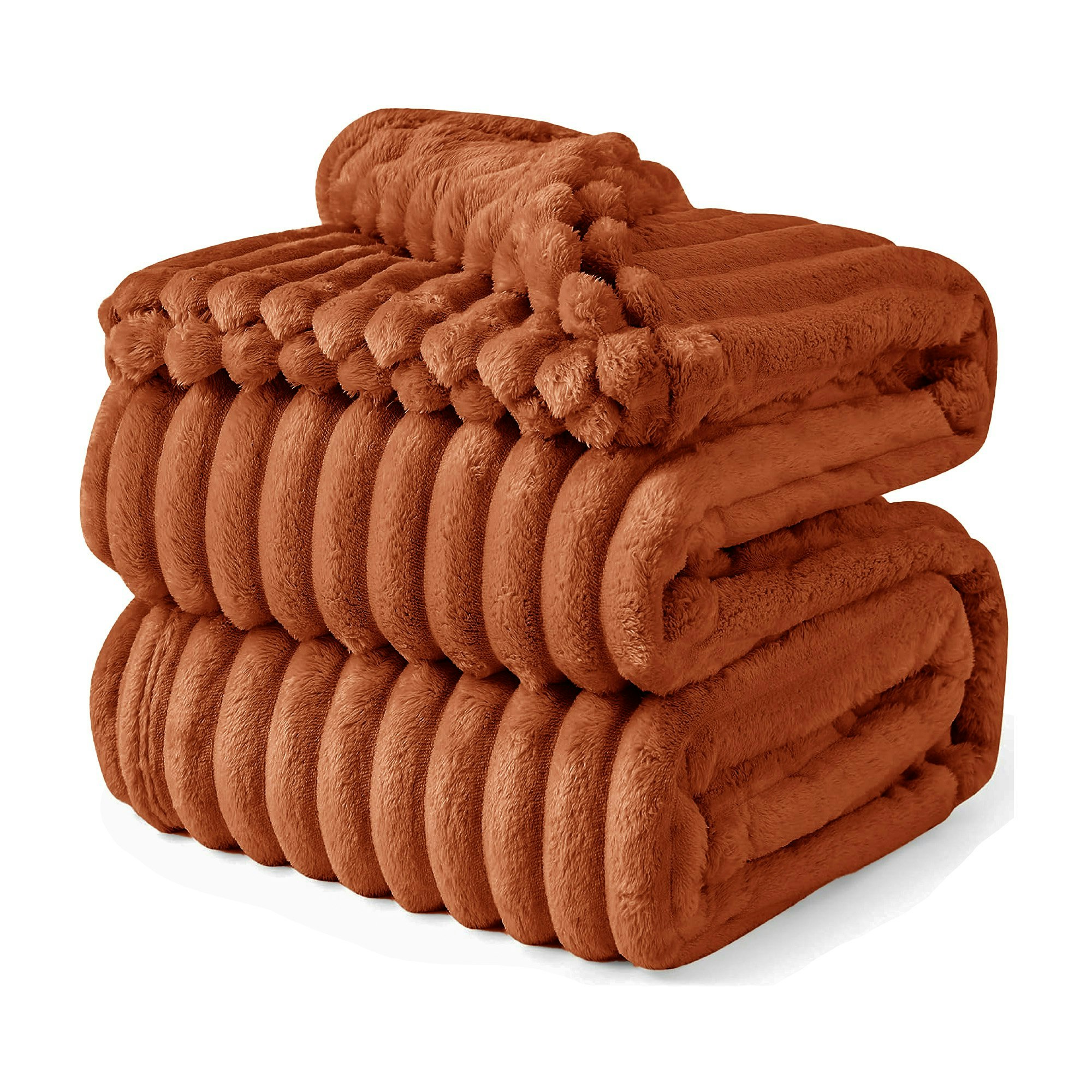 Velosso Orange Faux Fur Chunky Cord Blanket