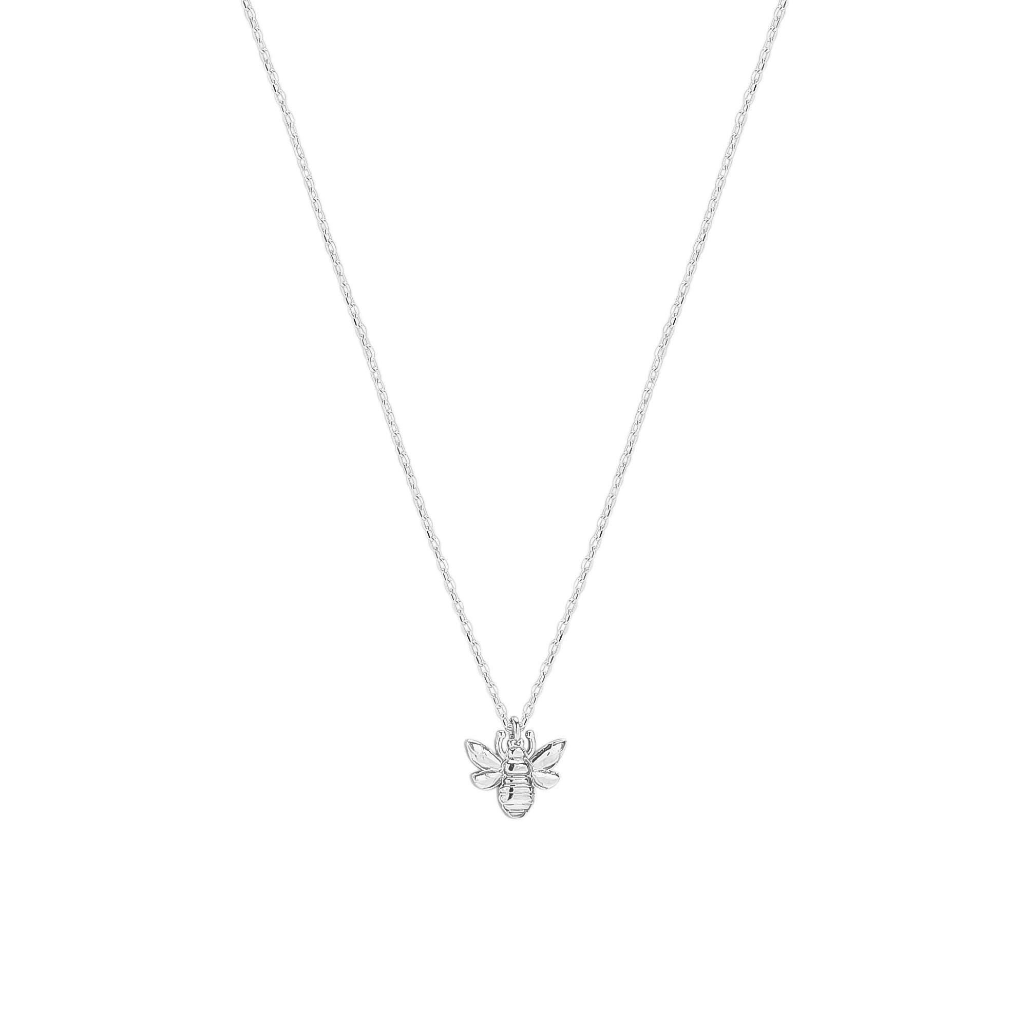 Spero London Silver Sterling Bee Pendant Chain Necklace