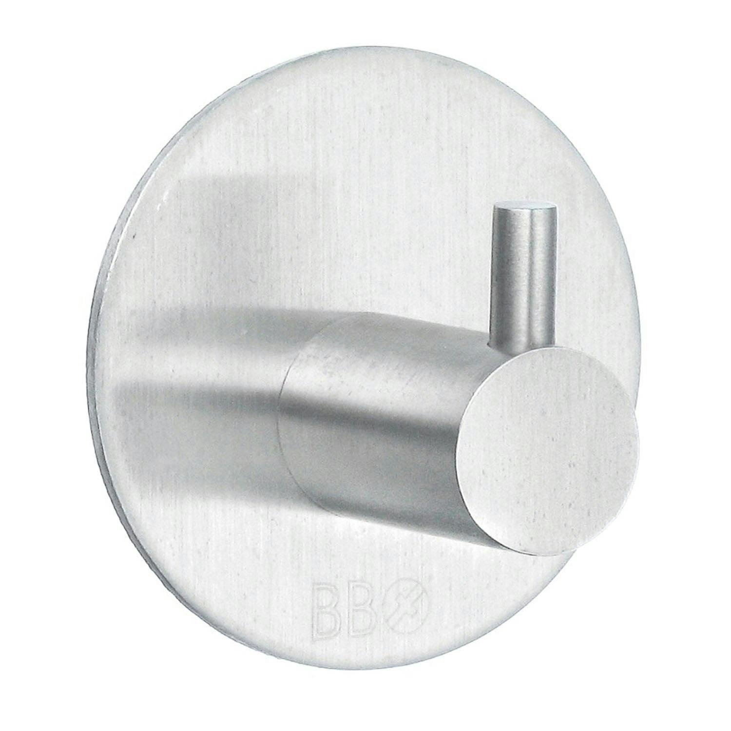 Beslagsboden Brushed Stainless Steel Single Towel Hook (48 X 48Mm) Self Adhesive Bathroom Wall Mounted