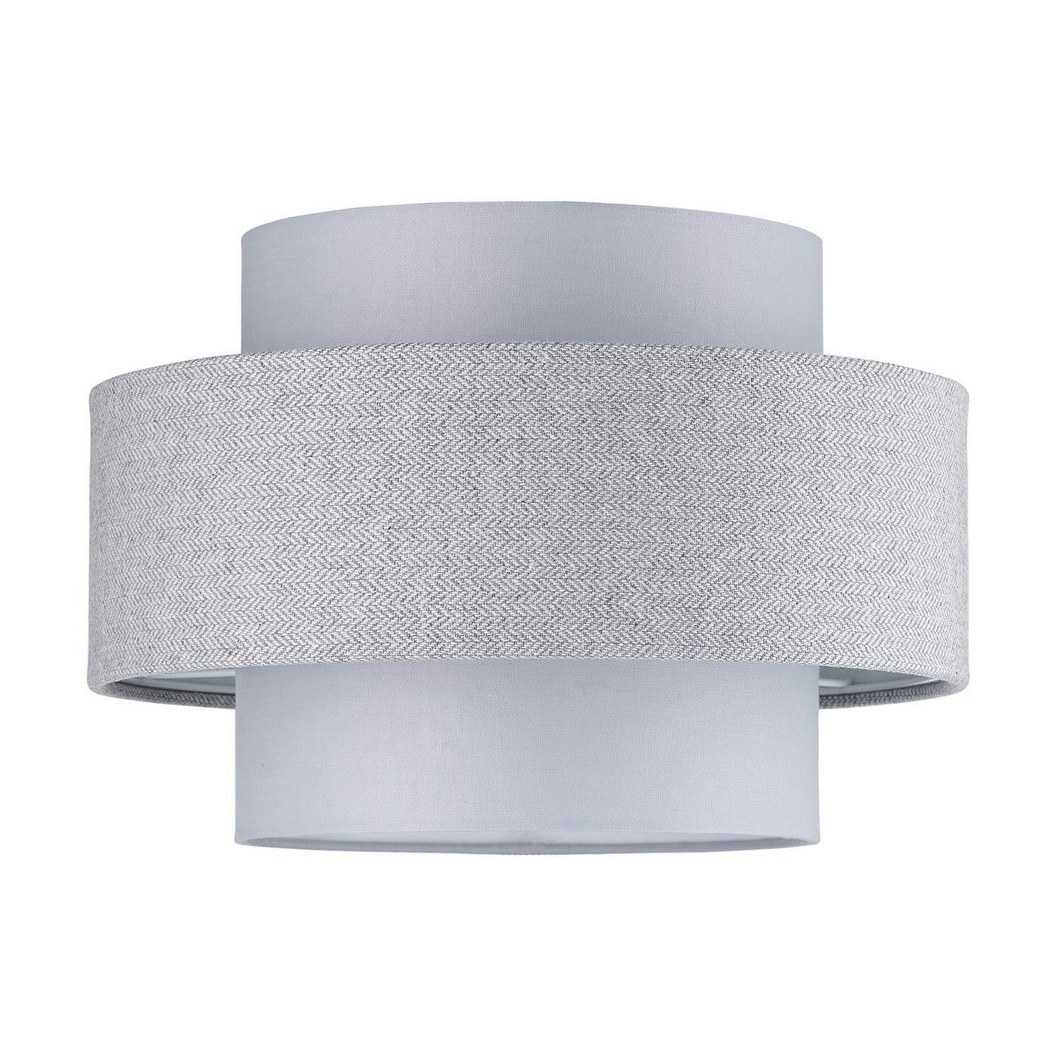 Happy Homewares Grey Modern Herringbone Linen And Cotton Triple Tier Design Pendant Lamp Shade