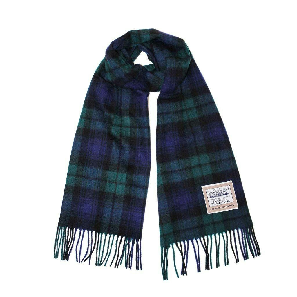 Heritage Traditions Black Pure Wool Tartan Scarf - Watch