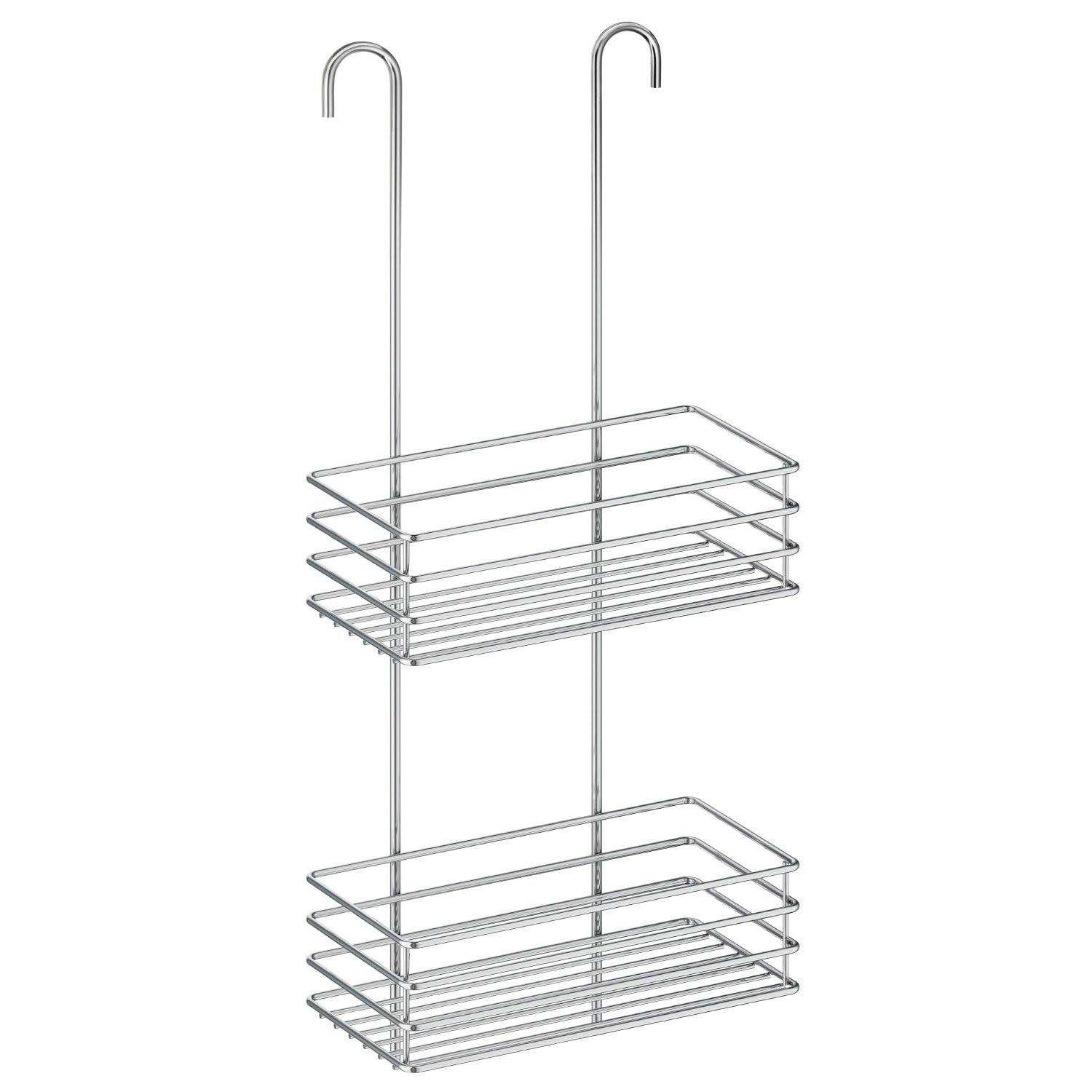 Rackhams Polished Chrome Stainless Steel Double Shower Basket For Shower Mixer