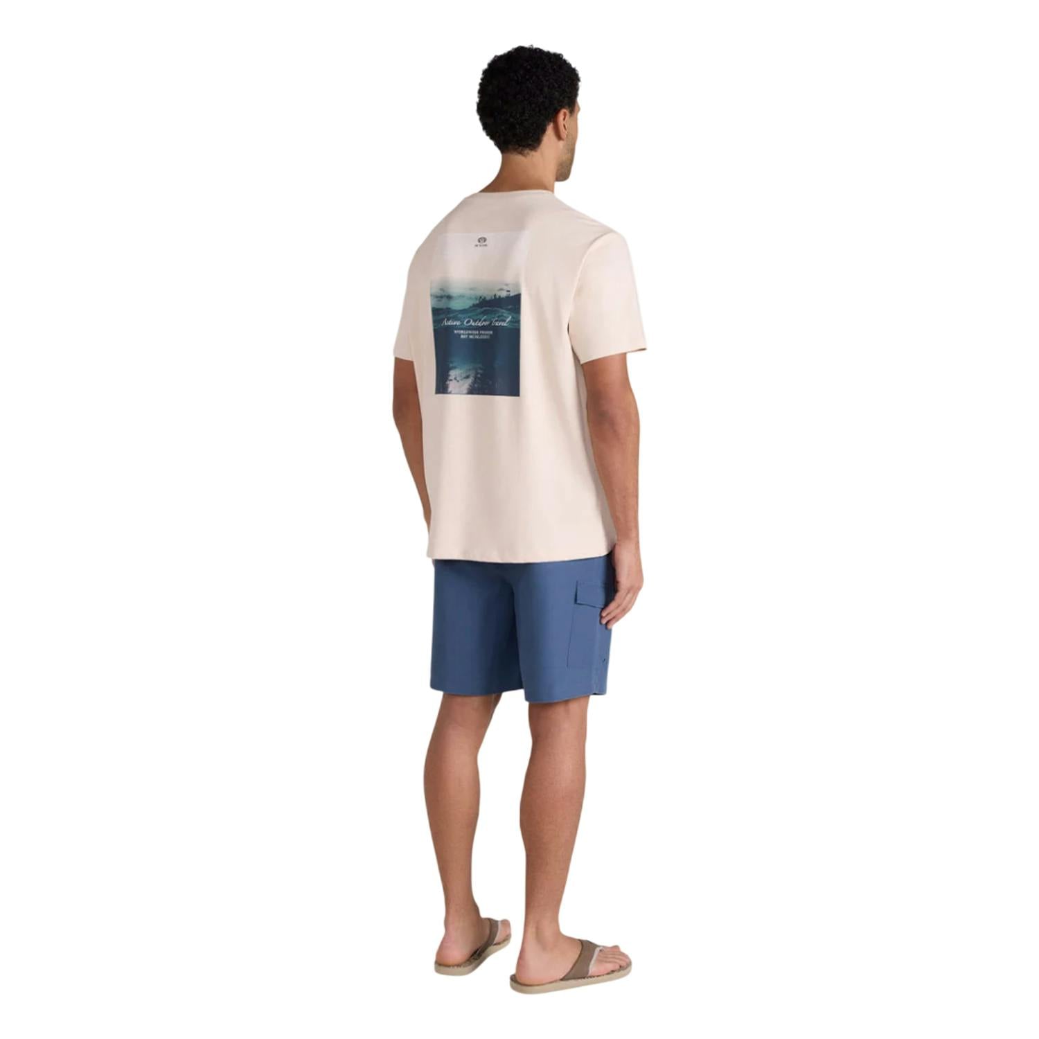 Mountain Warehouse Men's Cream Chase Graphic Relaxed Fit T-Shirt - Xs - 100% Organic Cotton