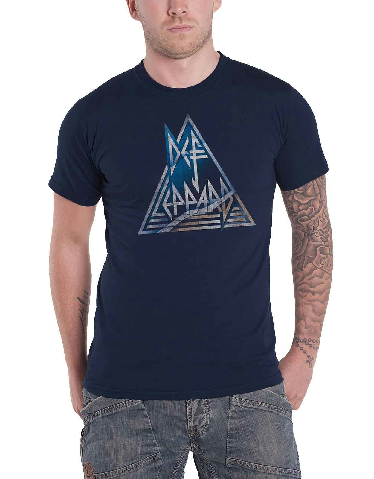 Paradiso Clothing Unisex Blue Paradiso Def Leppard Distressed Triangle T Shirt - Xxl