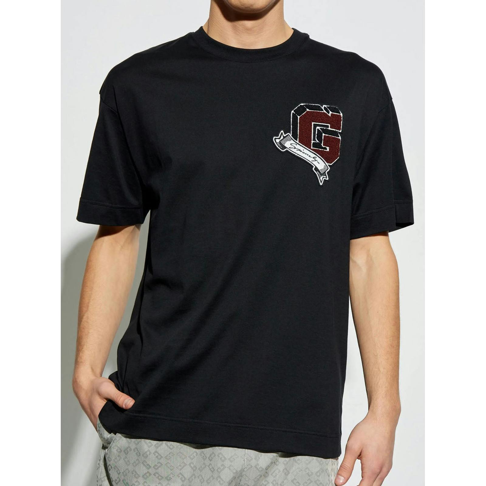 Givenchy Black Monogram College Embroidered Logo T-Shirt In - M