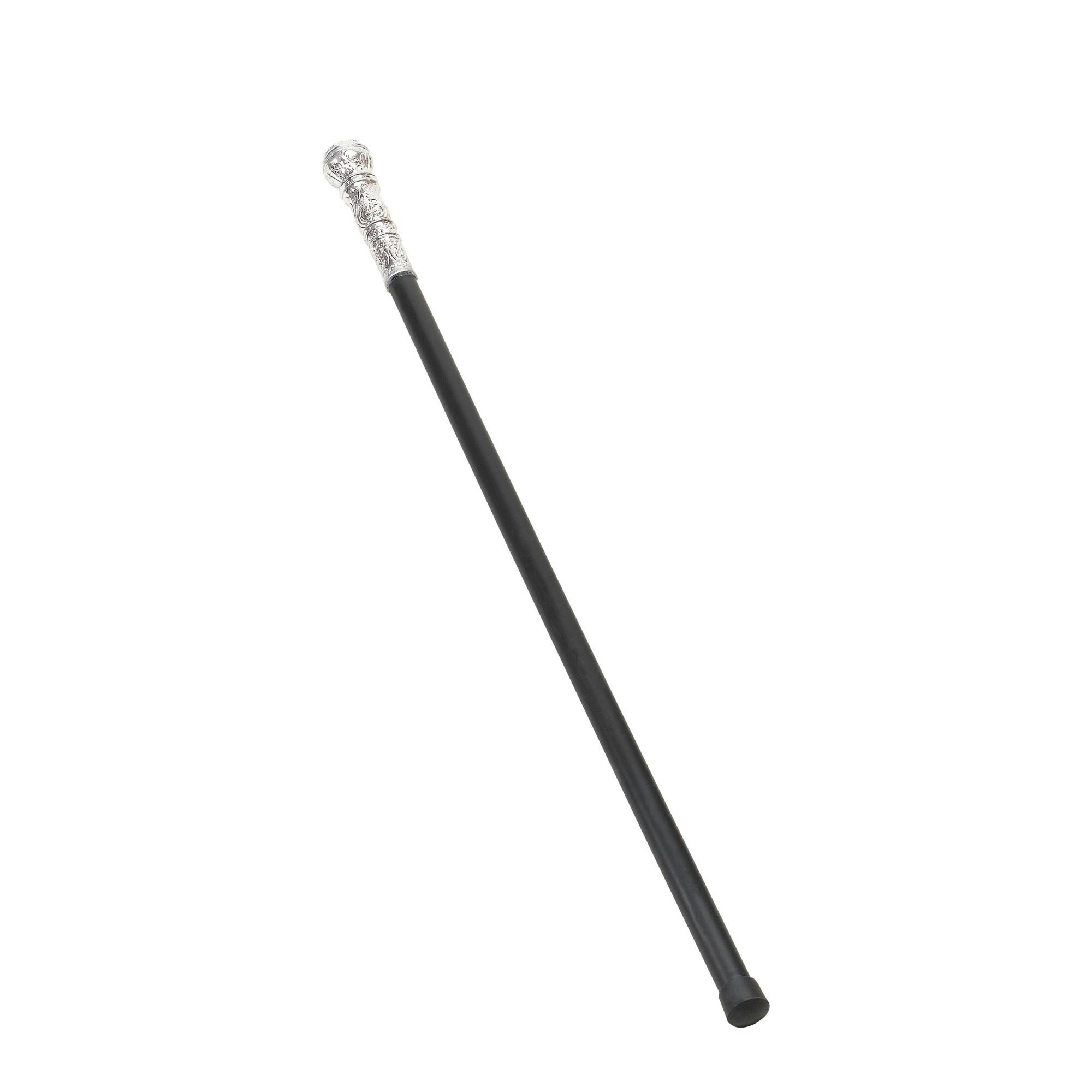 Bristol Novelty Black/Silver Ball Cane Costume Prop - One Size