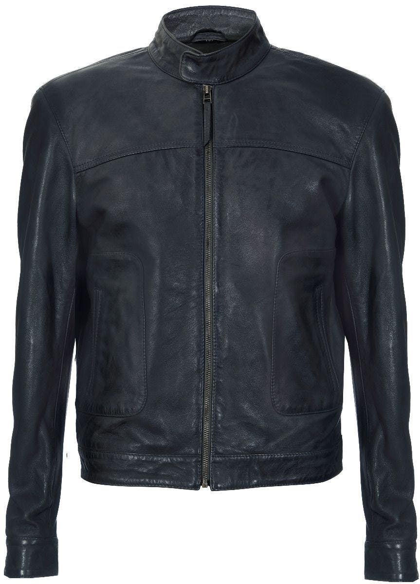 Infinity Leather Men's Grey ’S Classic Fitted Leather Biker Jacket-Austin - Uk 4XL | Eu 58 | Us 48