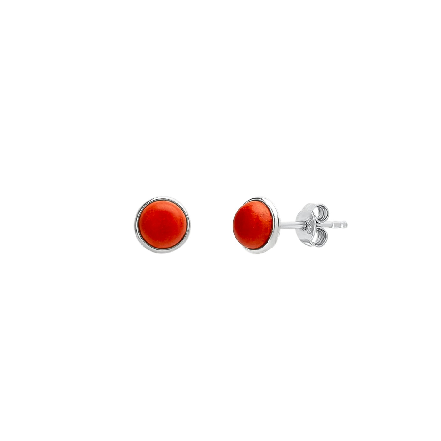Spero London Red/Coral/Silver Dome Sterling Stud Earrings