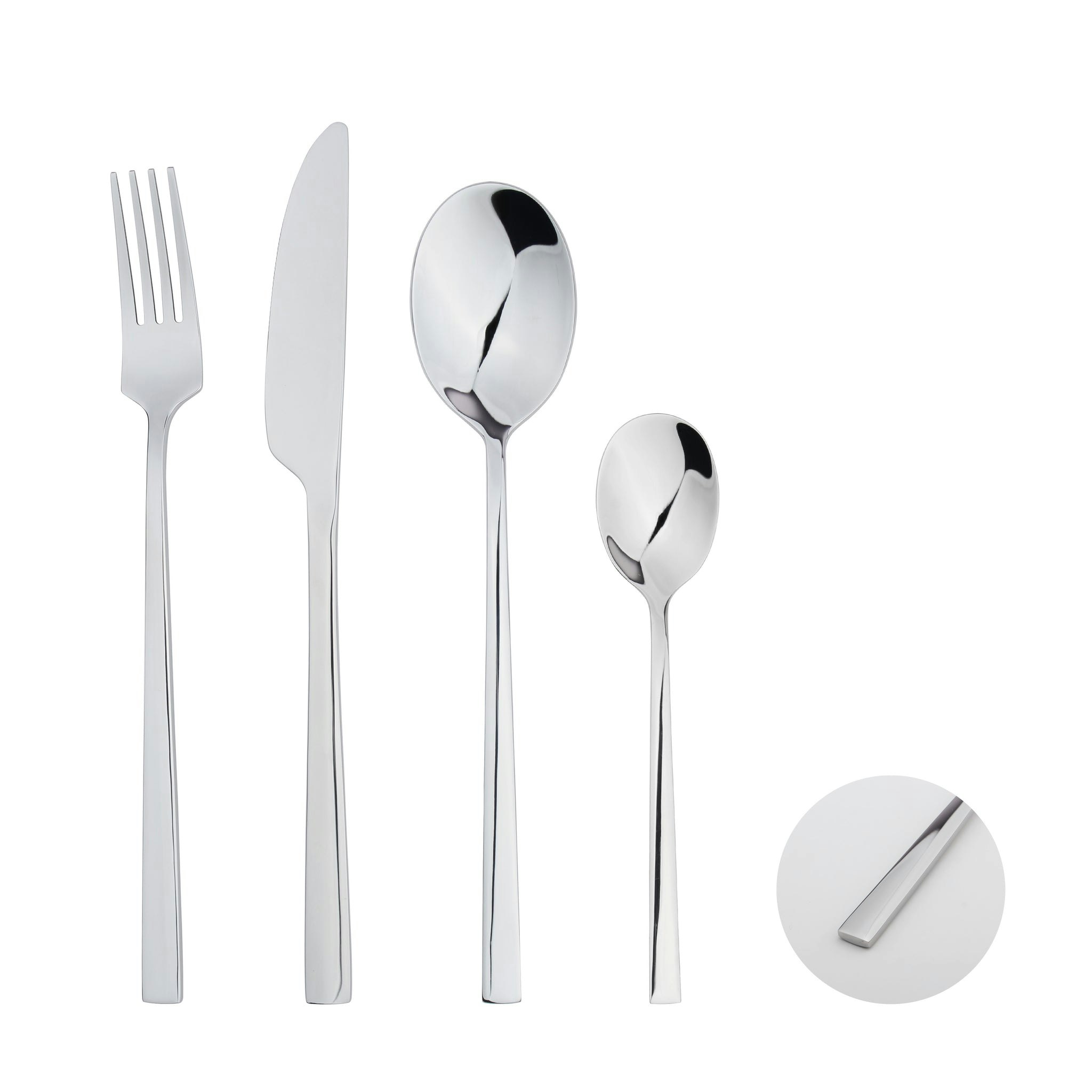 Rackhams Cutlery Sets Stainless Steel Stylish 32Pc Set - Chrome - Stainless Steel