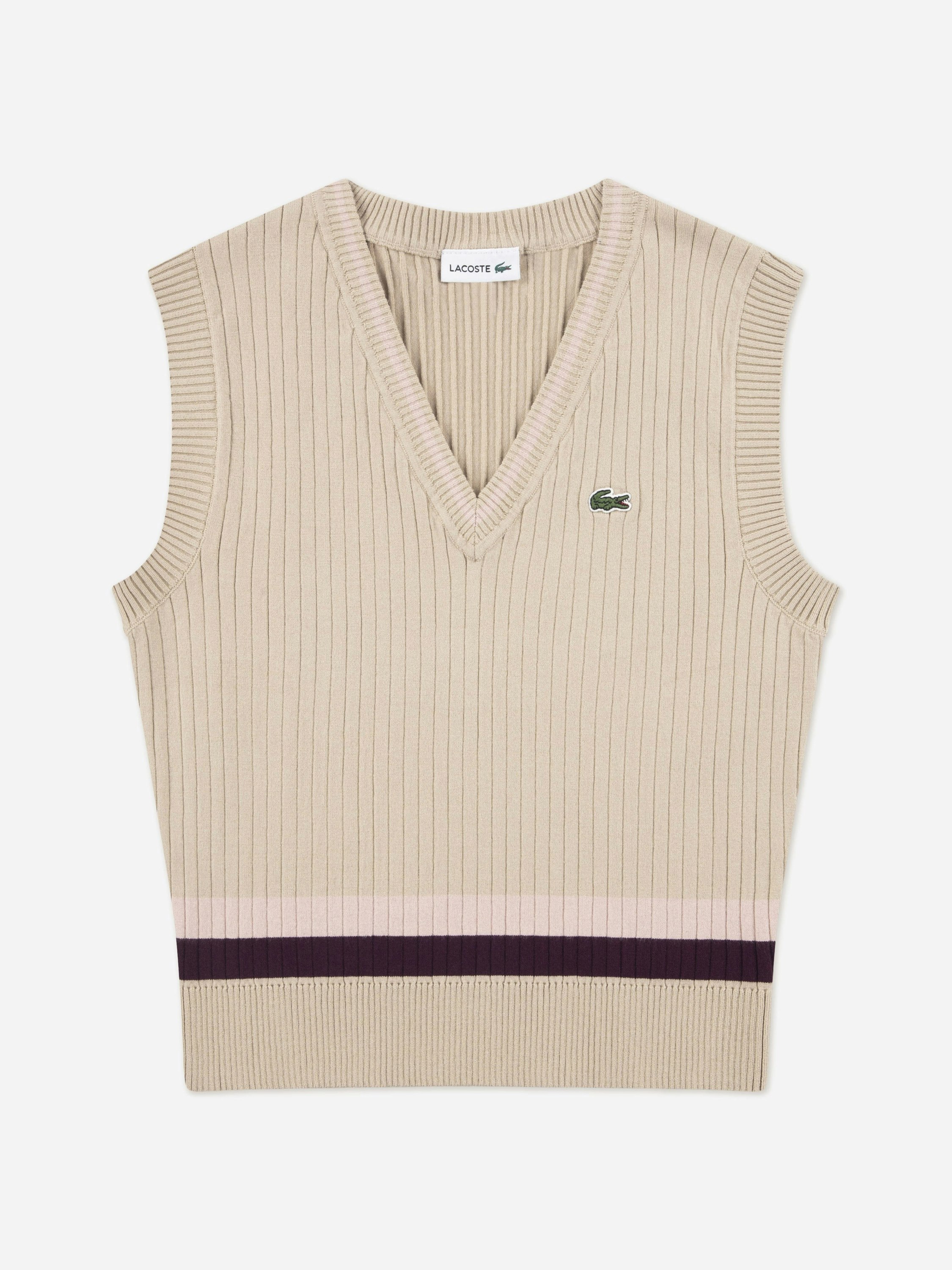 Lacoste Kids Girls Beige Lacoste Brushed Rib Sweater Vest In - S 8 Yrs