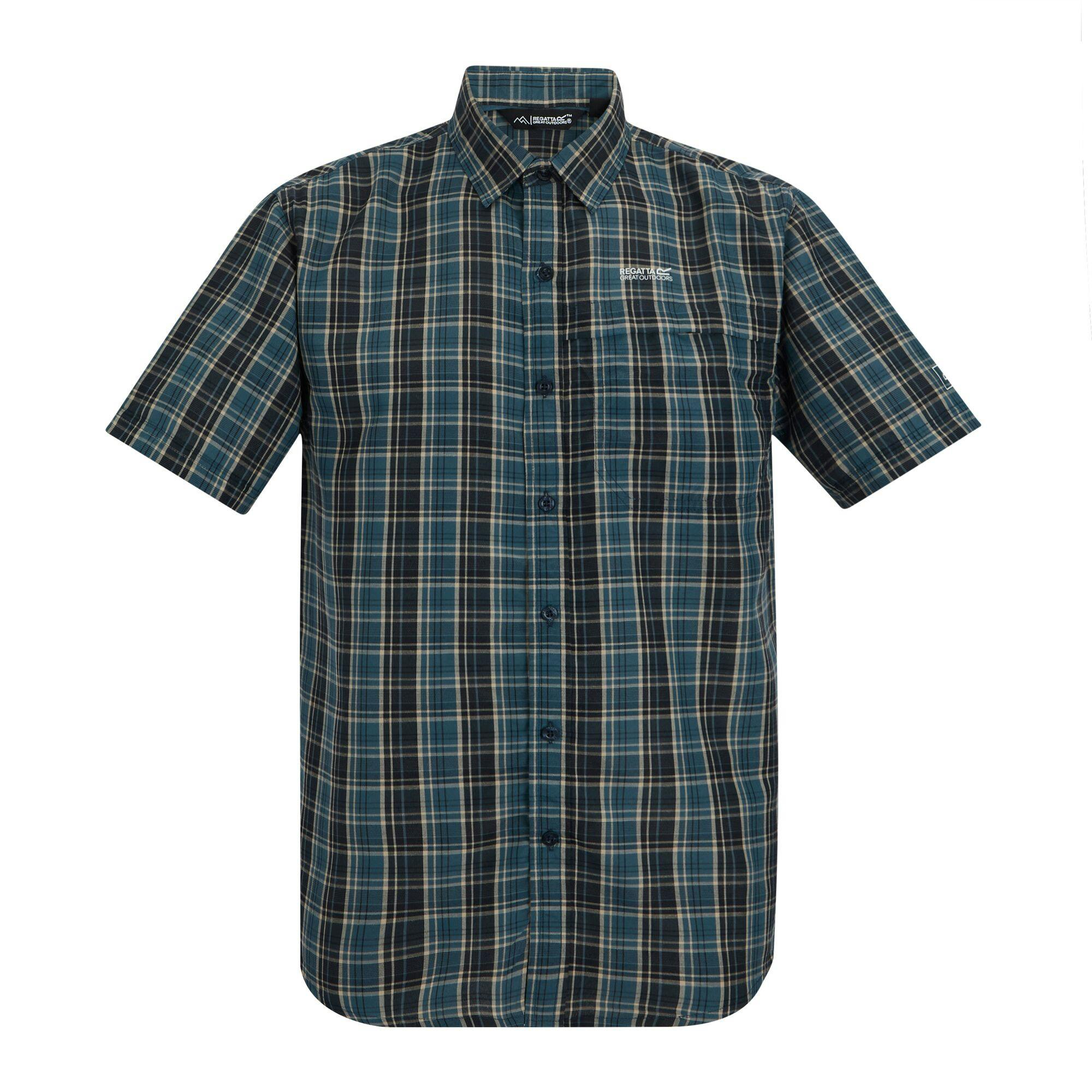 Regatta Men's Mindano Multi Check Short-Sleeved Shirt - Night Sky - S - Night Sky - 90% Polyester/10% Viscose