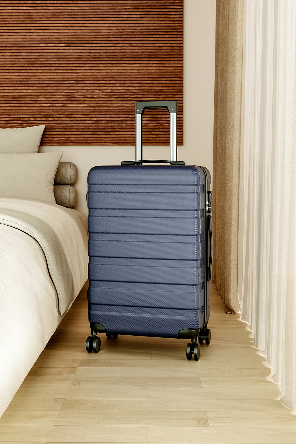 Living And Home Blue Hardshell Rolling Luggage Trolley Travel Case, 24"