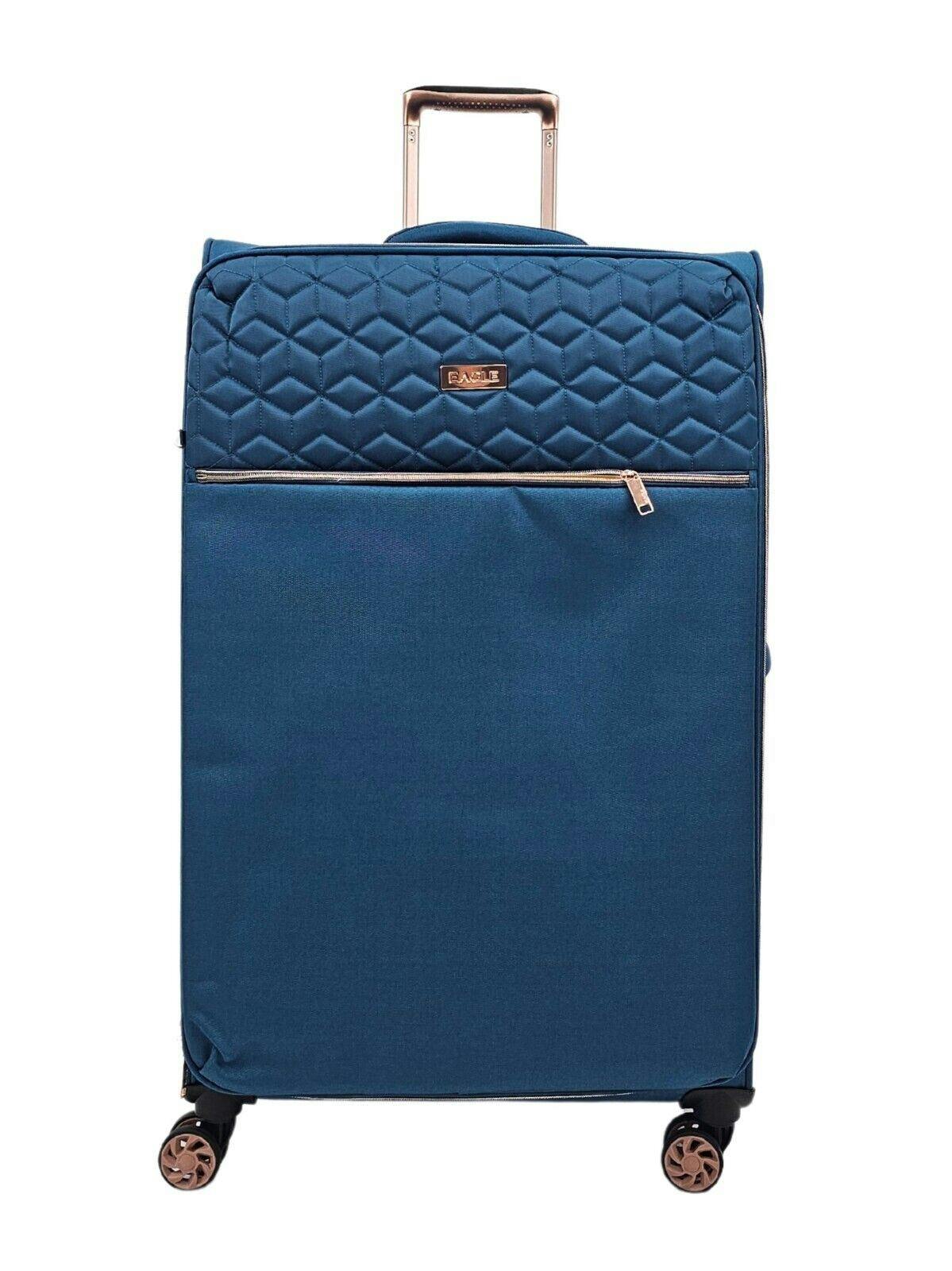 Eagle Luggage Black/Purple/Blue 4 Wheel Lightweight Suitcase Luggage Travel Bags Set - Teal - Large