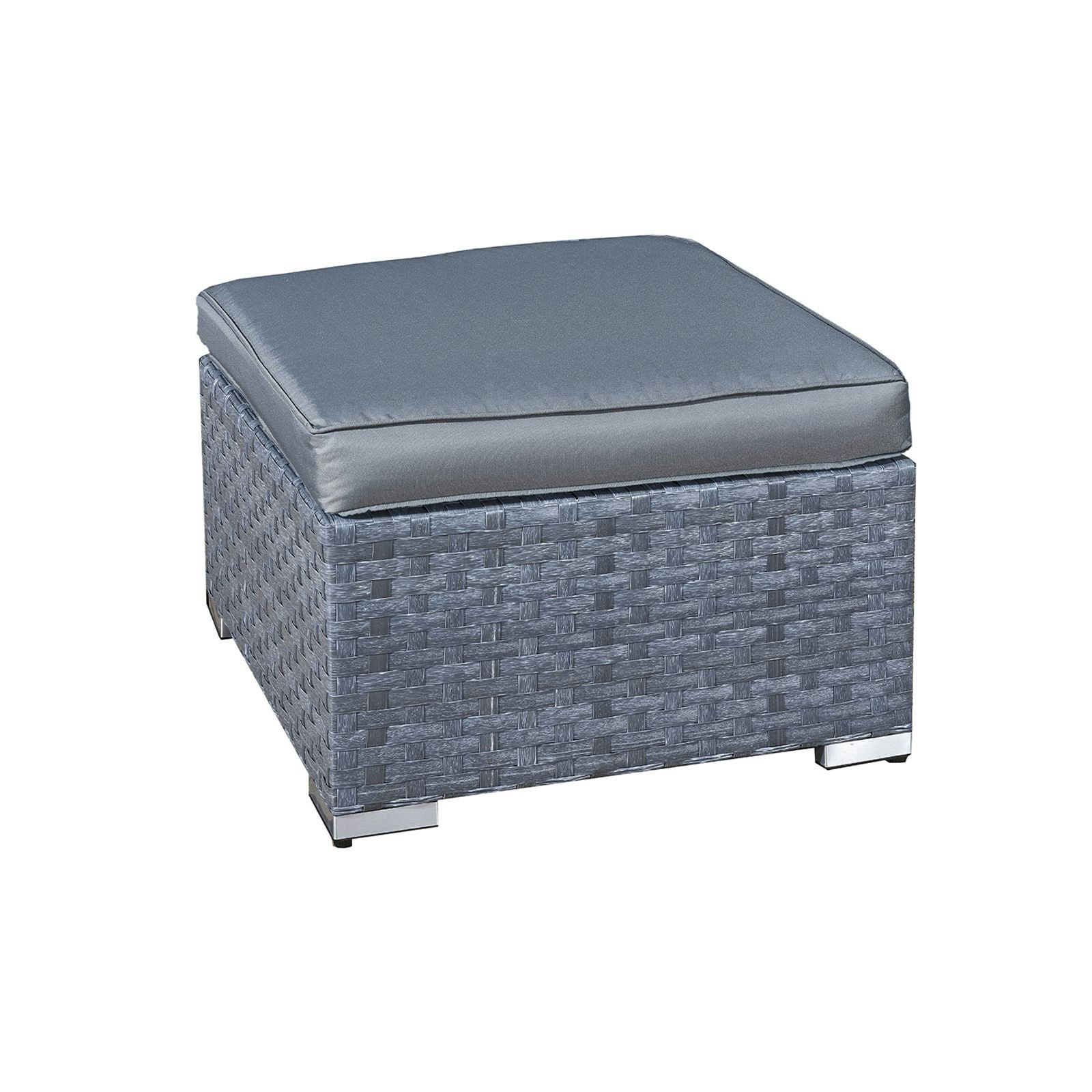 Rackhams Grey Malta Rattan Footstool In Ocean - Ocean - Pe Rattan - 1