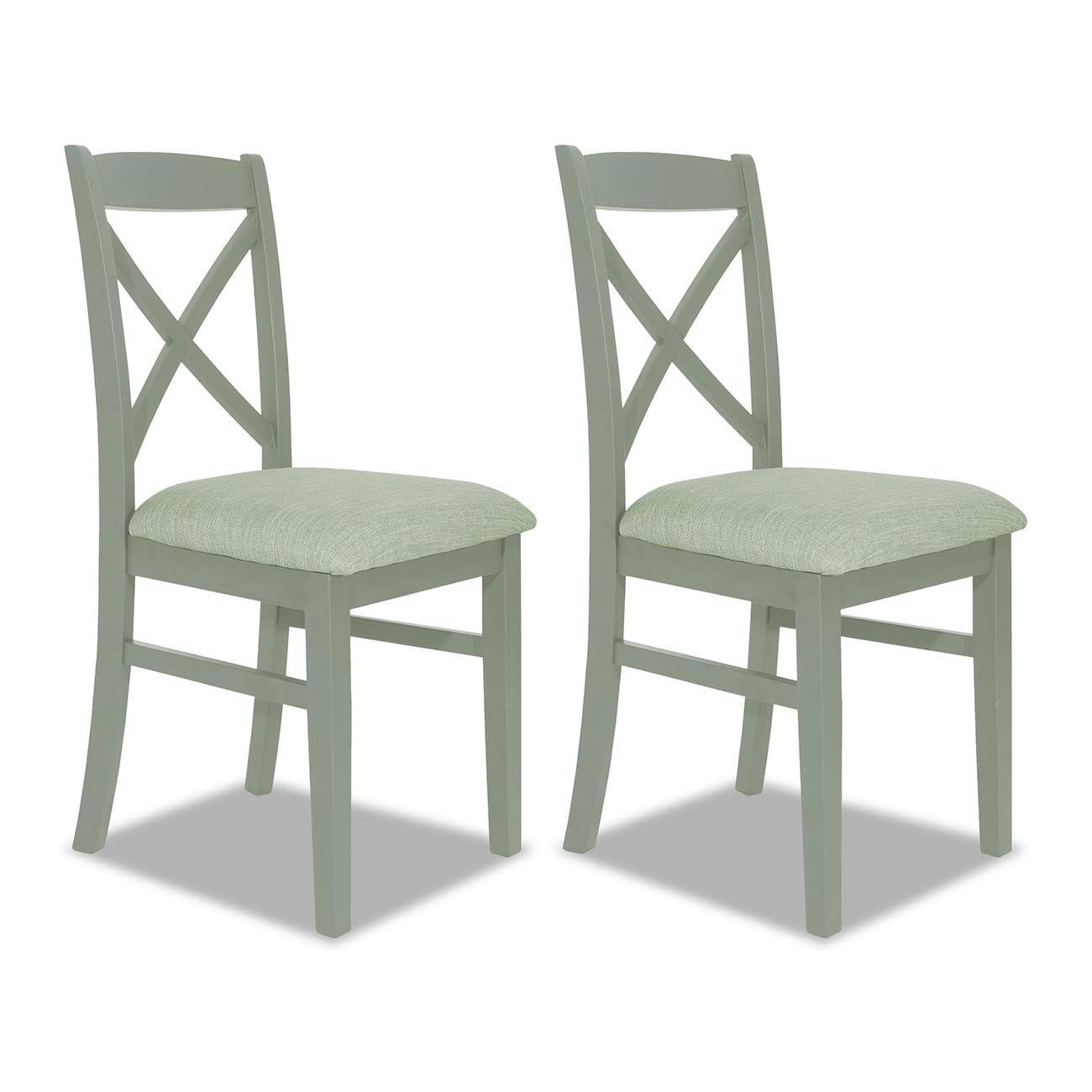 Statement Furniture Green Florence Crossback Upholstered Seat Chairs Set Of 2 - Sage