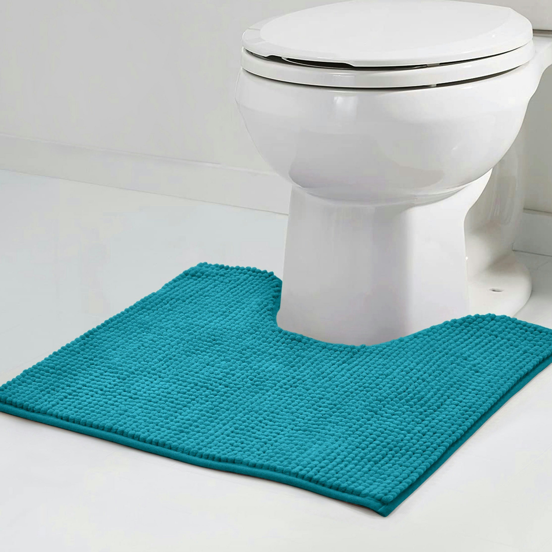 Velosso Green Shaggy Noodle Pedestal Mat Antislip