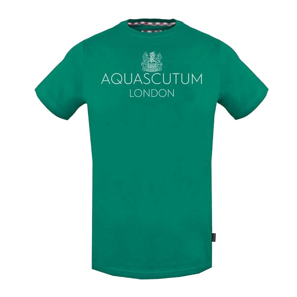 Aquascutum Men's Green London Bold Logo T-Shirt - M - 95% Cotton/5% Elastane
