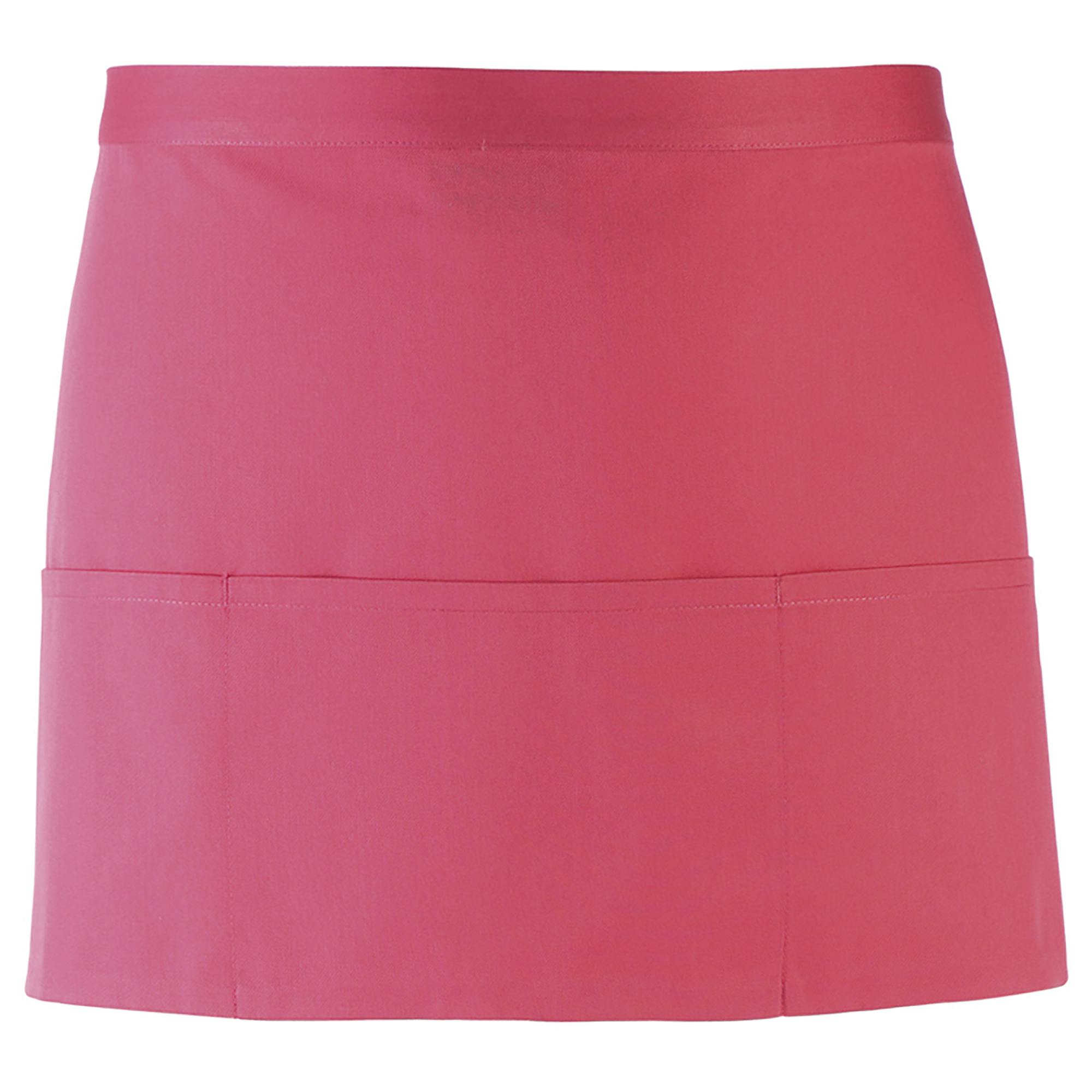 (One Size, Fuchsia) Premier Ladies/Womens Colours 3 Pocket Apron / Workwear (Pack Of 2) - Image 2