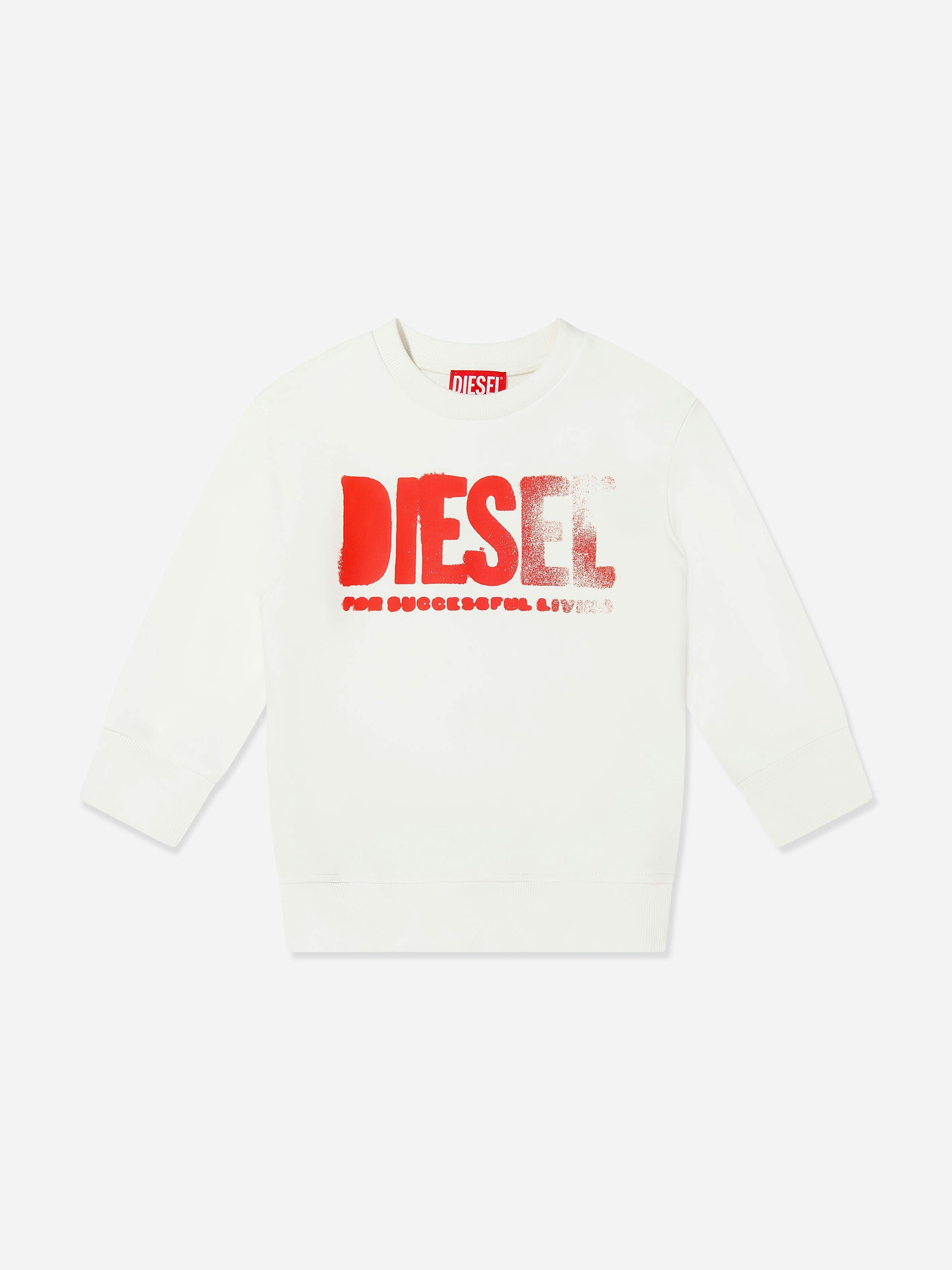 Diesel Boys Ivory Faded Logo Sweatshirt In - 14 Yrs