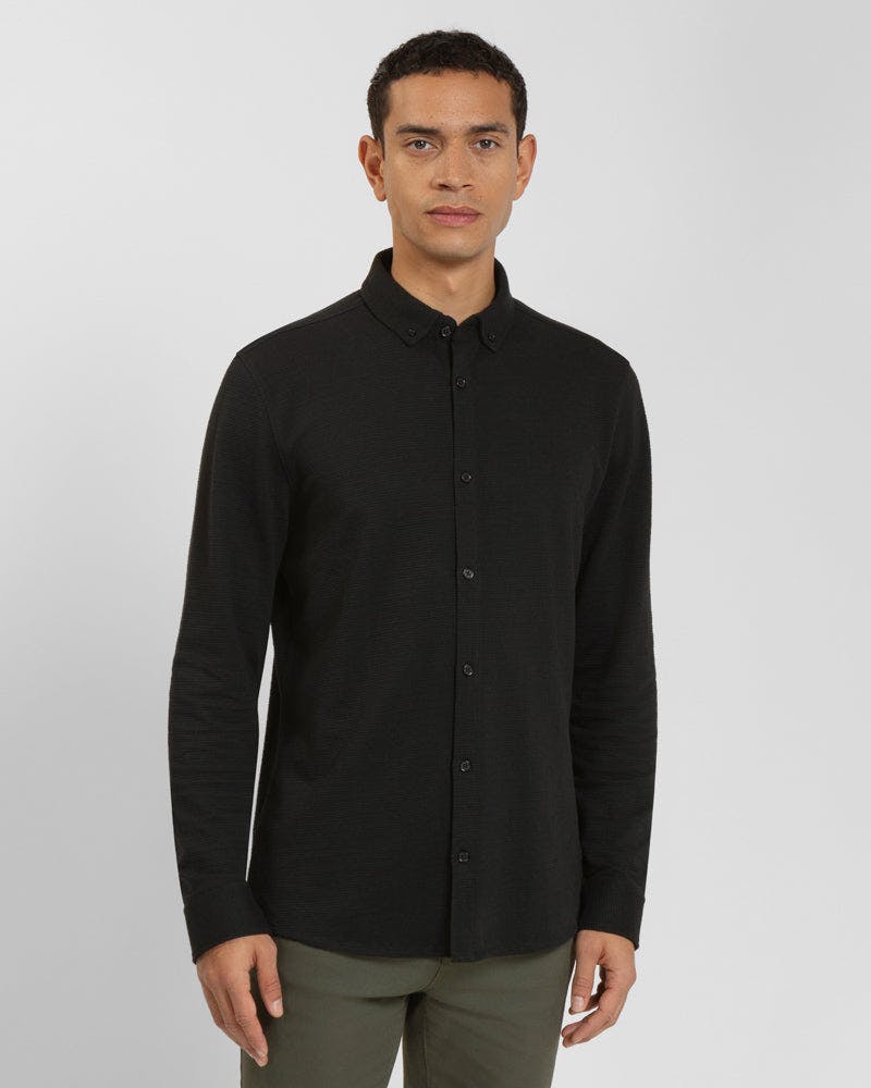 Steel & Jelly Black Textured Long Sleeve Jersey Shirt - M
