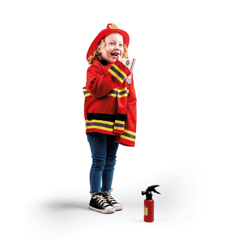 Bigjigs Toys Unisex Kids Red Kids Fireman Costume - Fireman Costume For 3-5 Year Olds