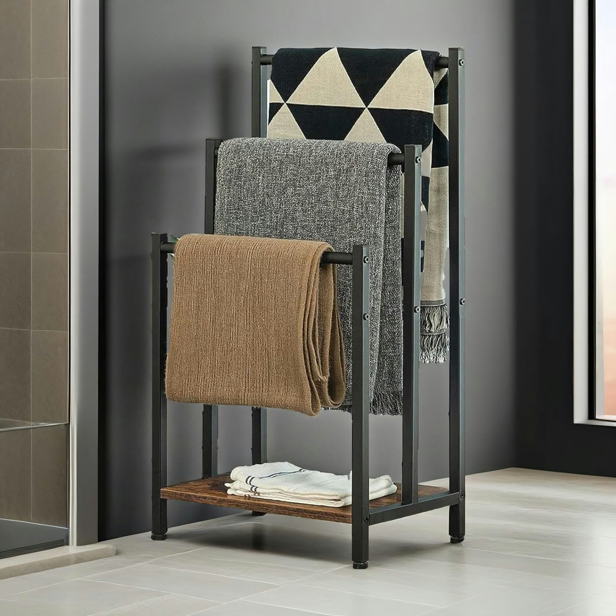 Rackhams Black Free Standing Towel Rail