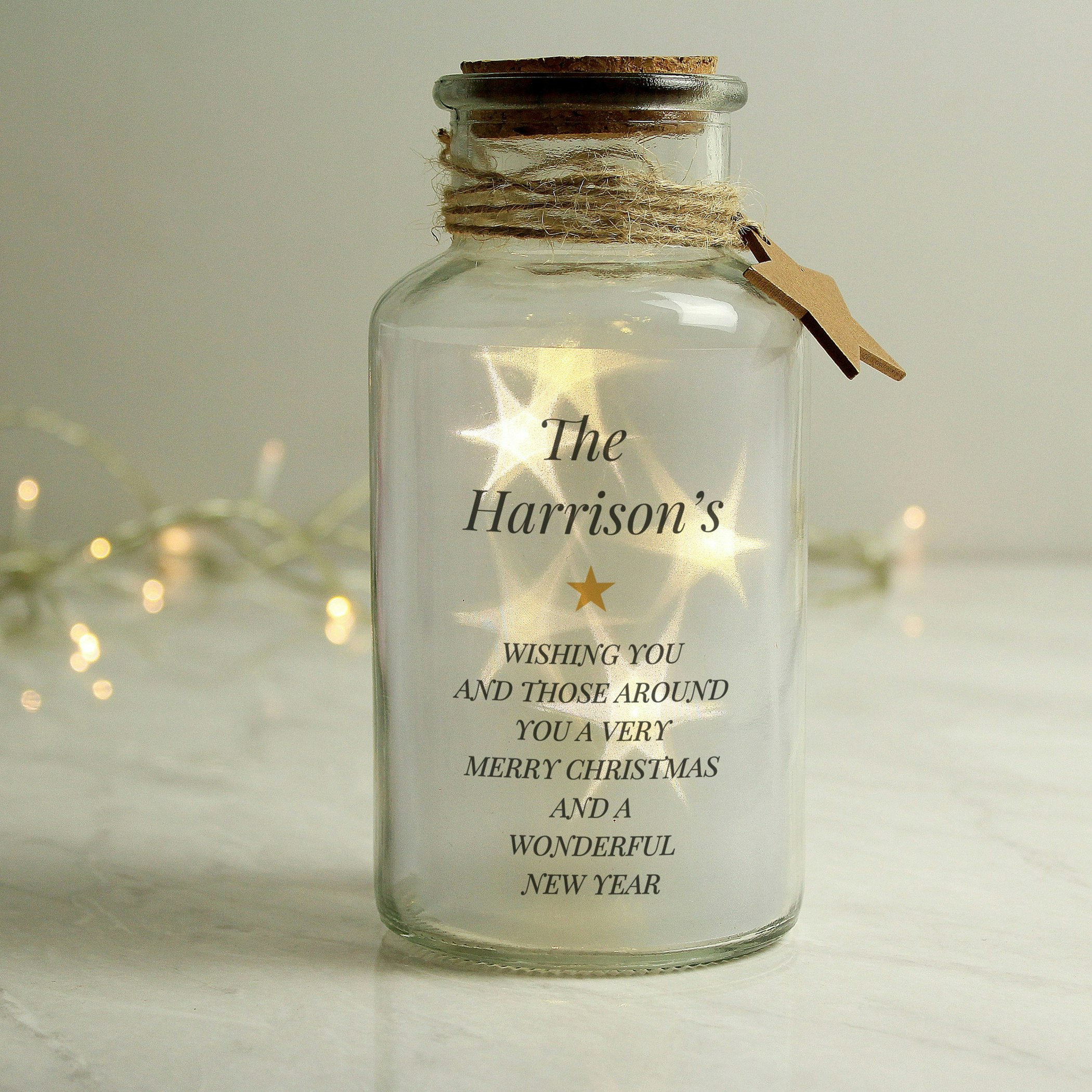 Personalised Memento Company Personalised Free Text Led Glass Jar