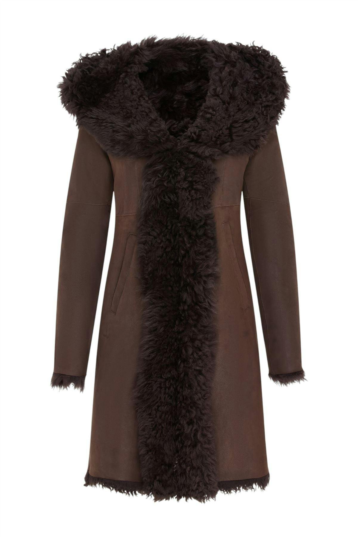 Infinity Leather Women's Brown Toscana Sheepskin Leather Hooded Trench Coat - Coast - Uk Xs/8 | Eu 34 | Us 4