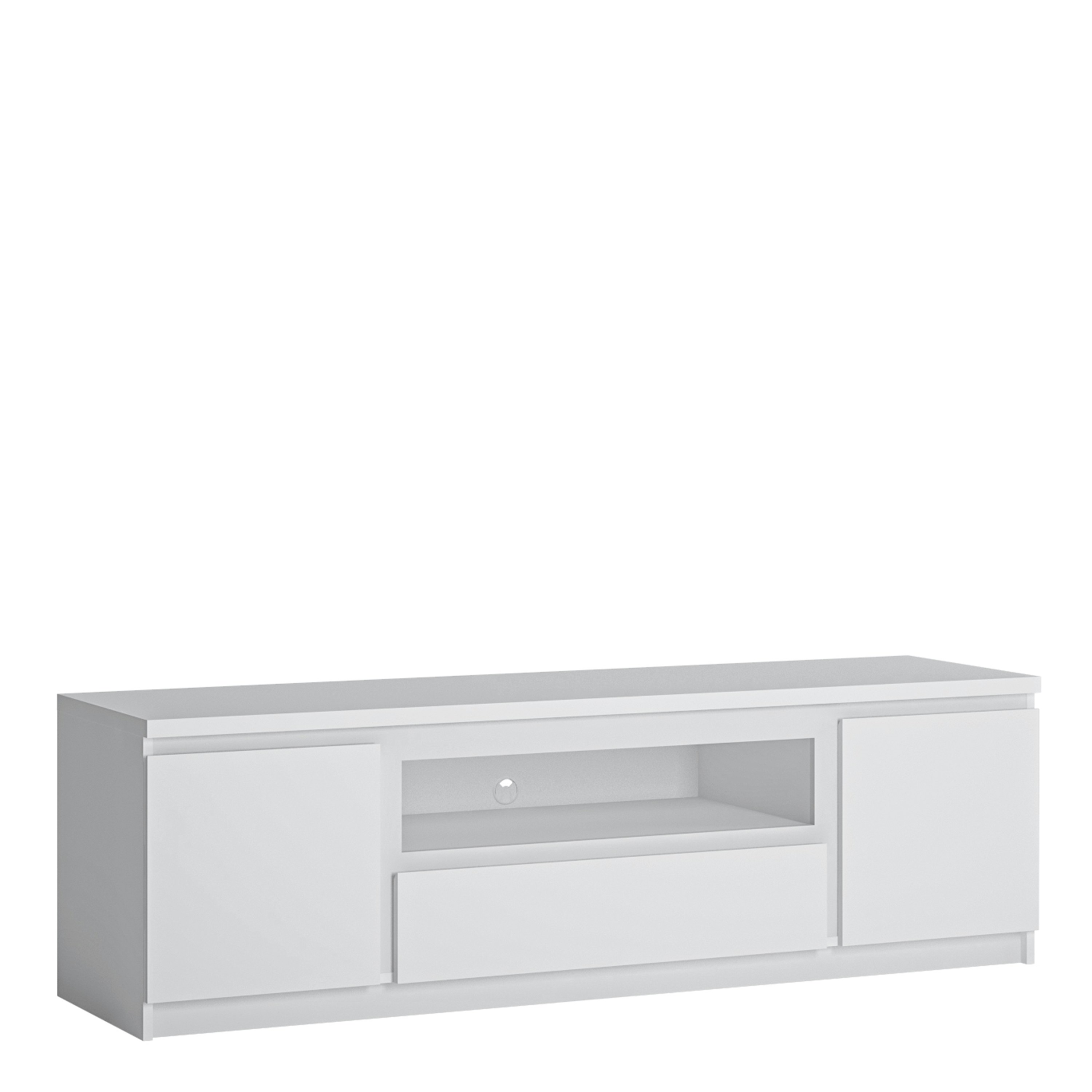 Furniture To Go White Fribo 2 Door 1 Drawer 166Cm Wide Tv Cabinet In - 1