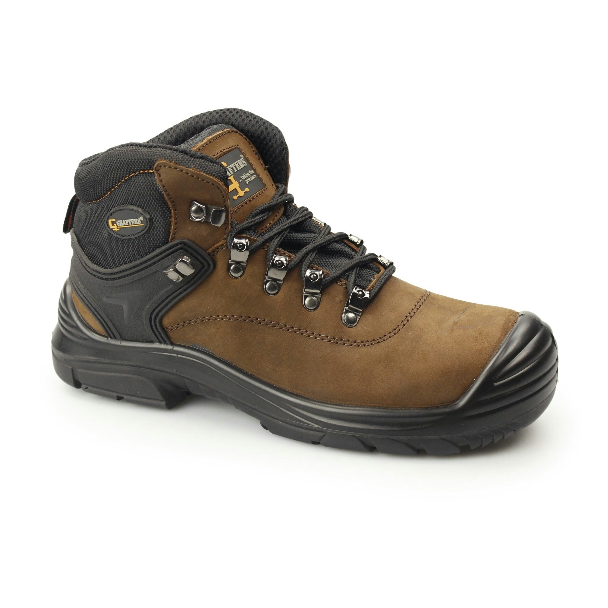 Grafters Men's Brown M9508b Leather Super Wide Safety Boots - Uk 14