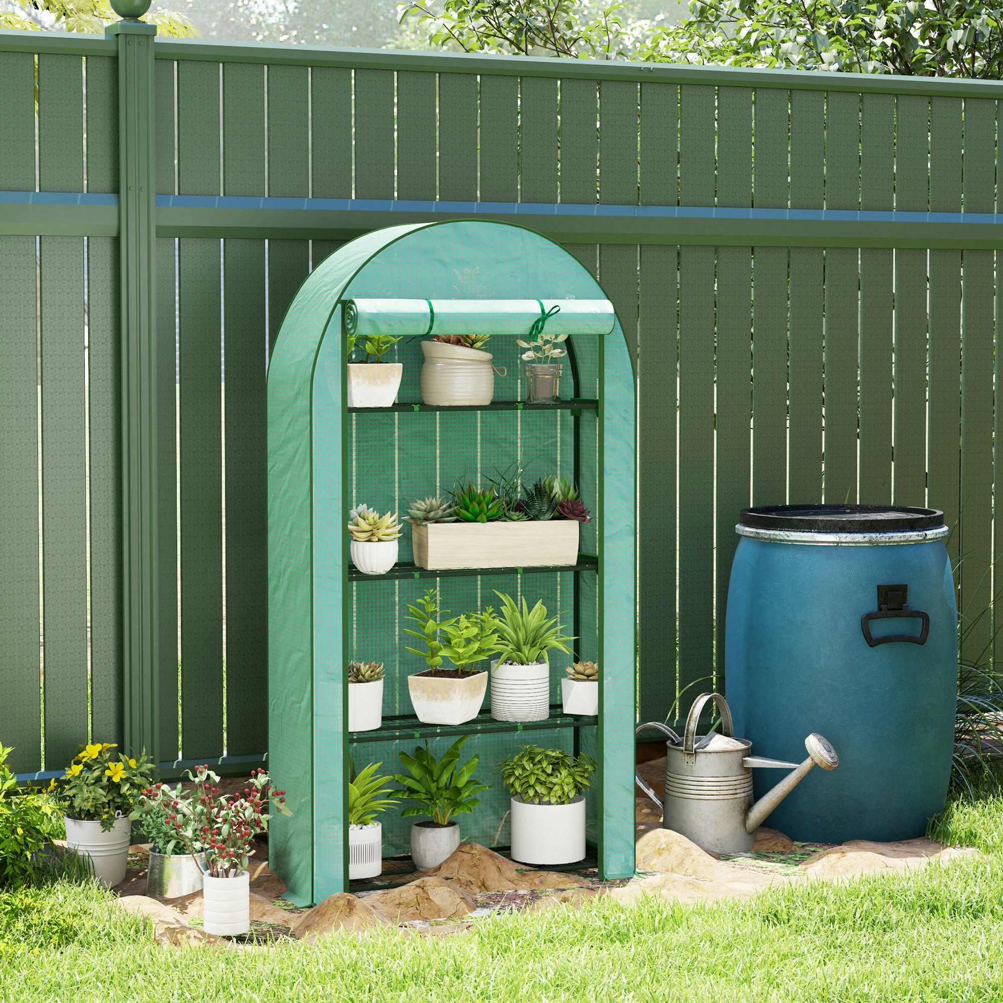 Outsunny Green 4 Tier Mini House With Reinforced Pe Cover,