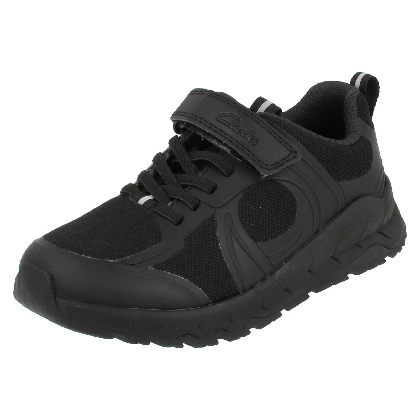 Clarks Boys Black Hook And Loop/Lace Up School Shoes Selva Edge - (Hook & Loop) - Uk 11 Child - G