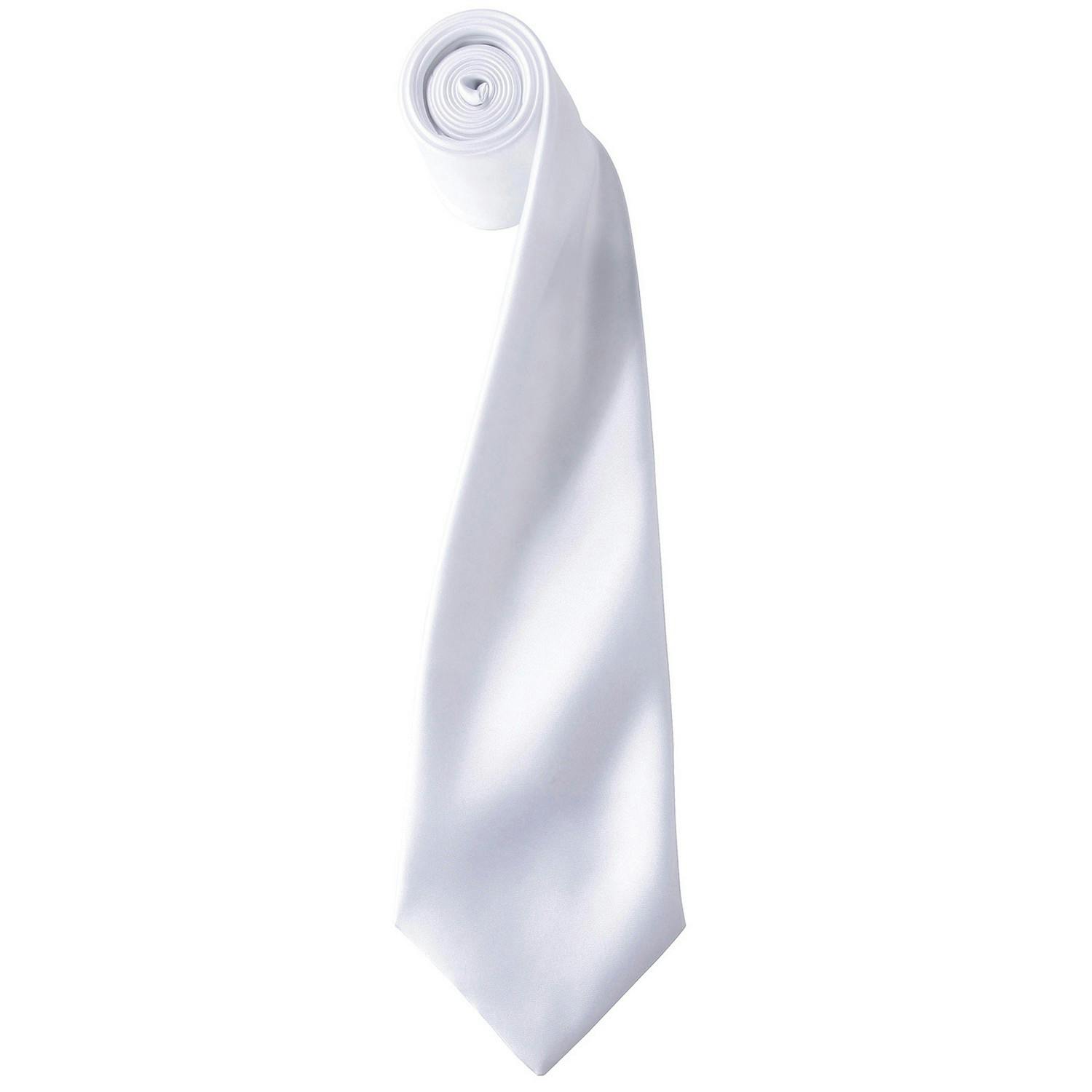 Premier Unisex Adult Colours Satin Tie (White) - One Size - Image 3
