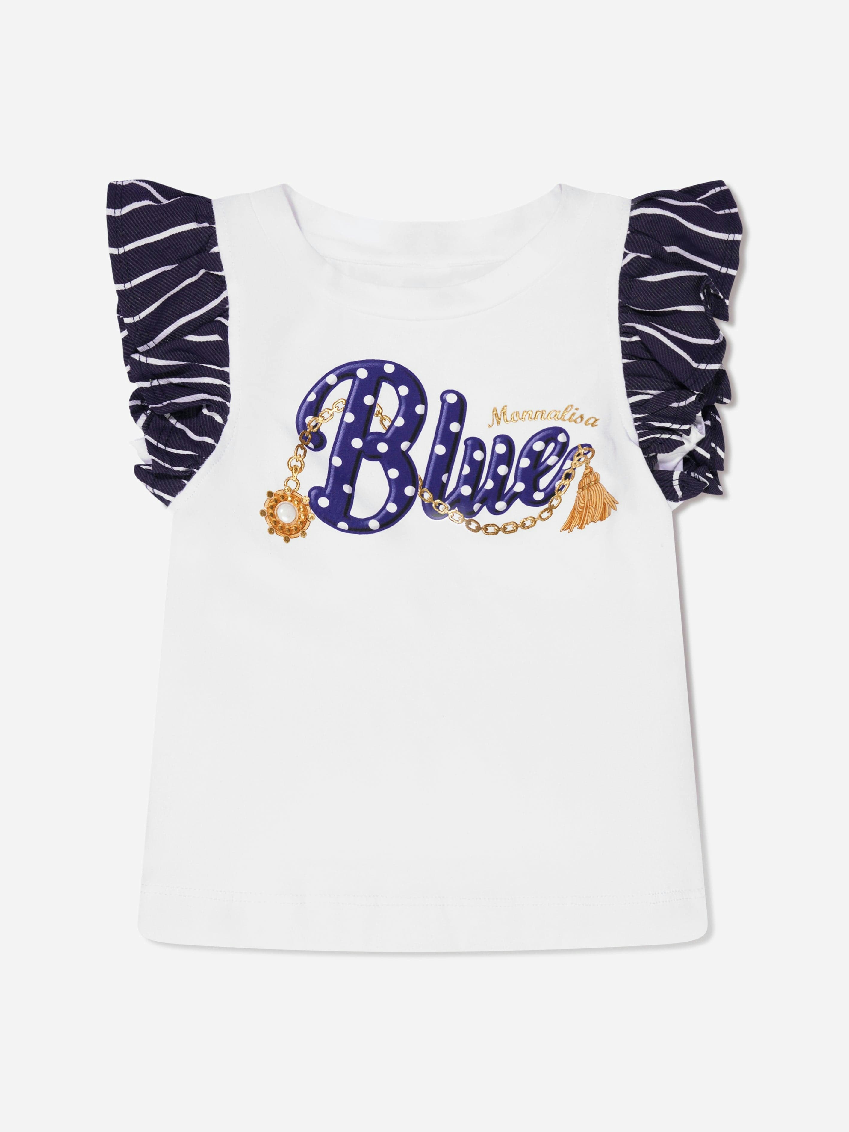 Monnalisa Girls White Nautical T-Shirt In - 4 Yrs