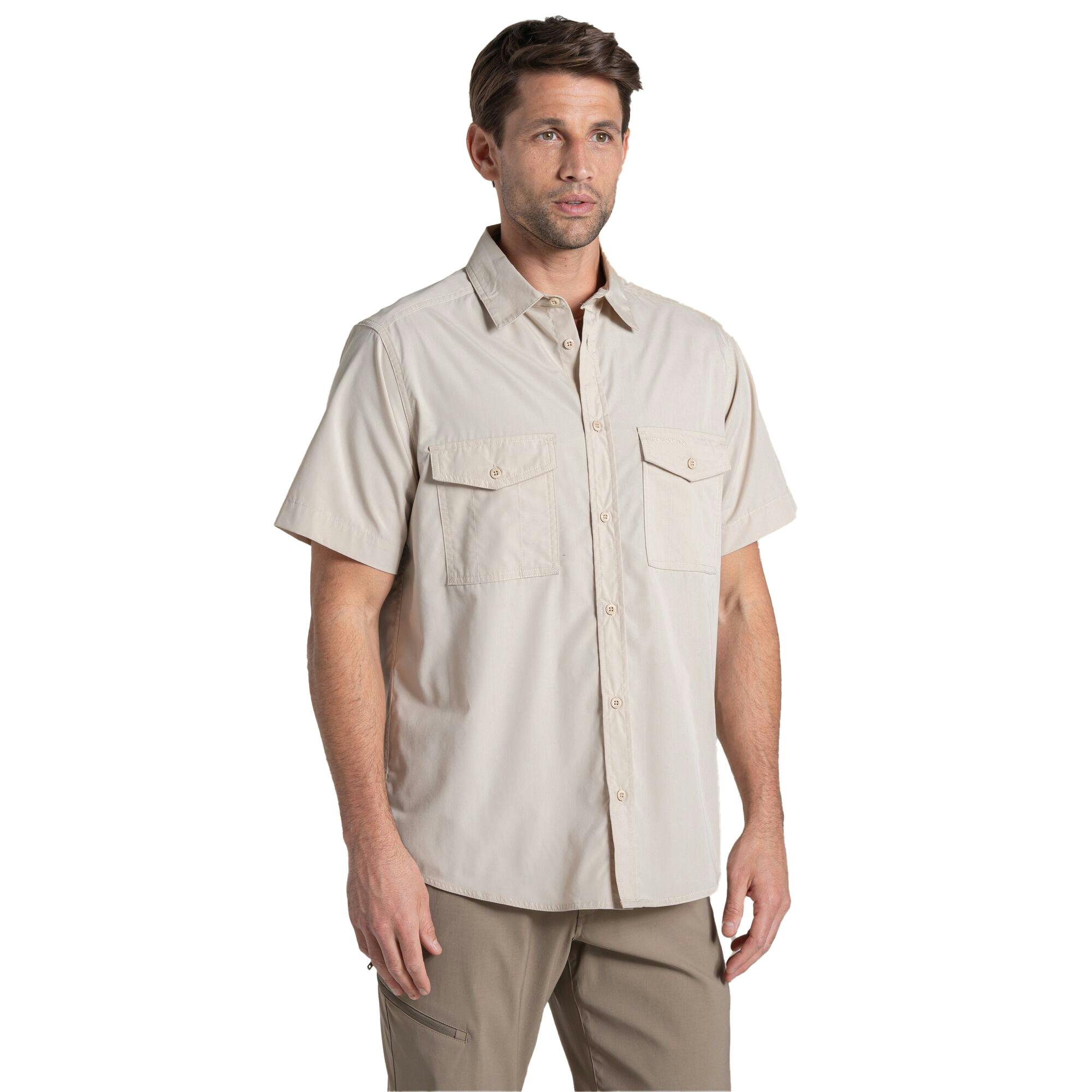 Craghoppers Men's Kiwi Ii Short-Sleeved Shirt - Oatmeal - S - Oatmeal - 65% Recycled Polyester/35% Recycled Cotton