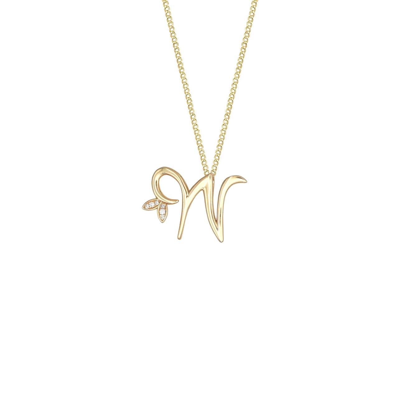 Say It With Yellow/Gold Winged Diamond Initial Necklace - W