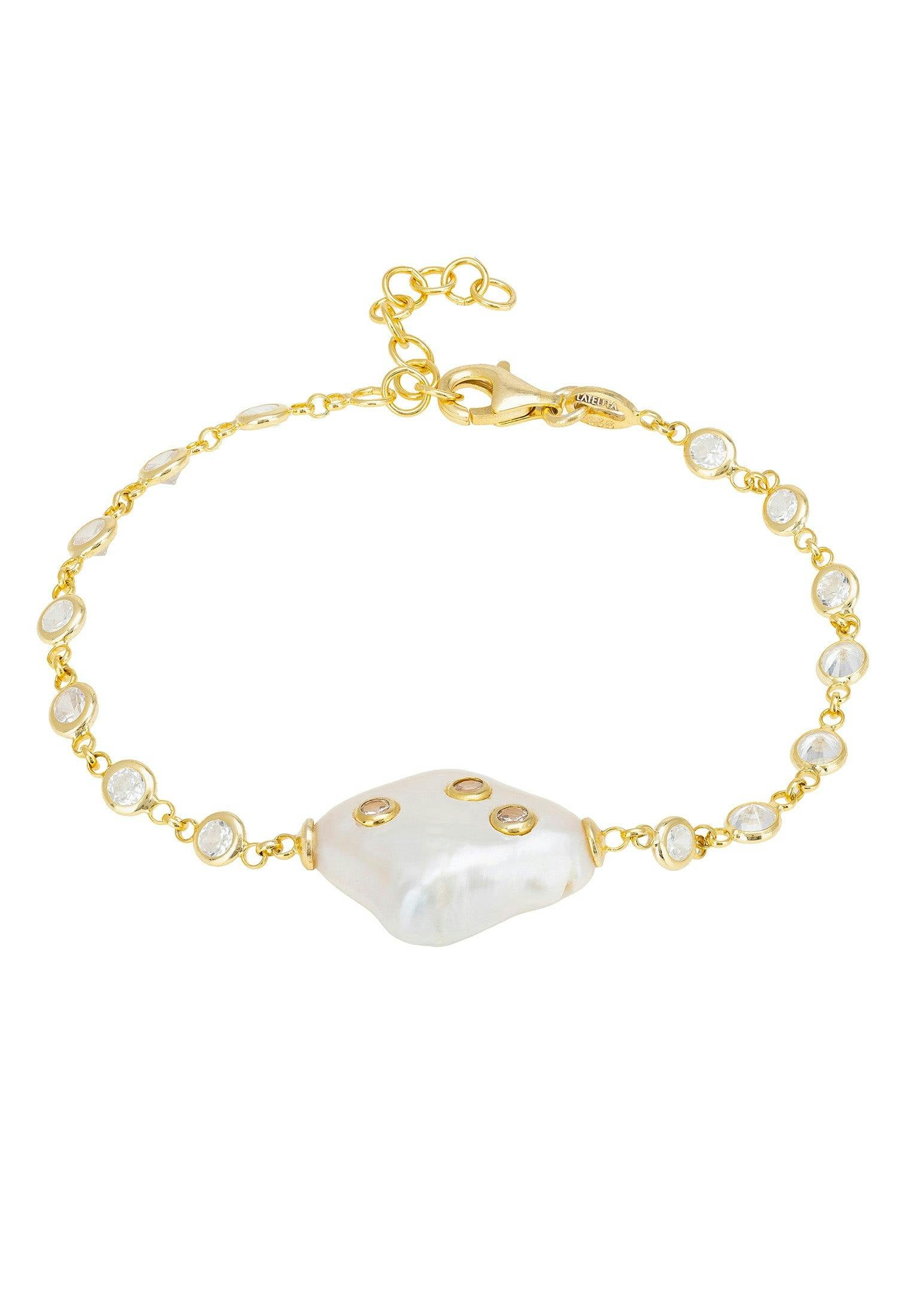 Latelita Gold Polka Dot Baroque Pearl Bracelet