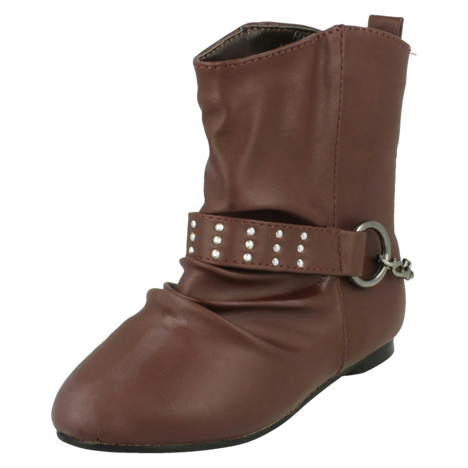 Spot On Girls Burgundy Flat Ankle Boot H4087 - Uk 13 Child