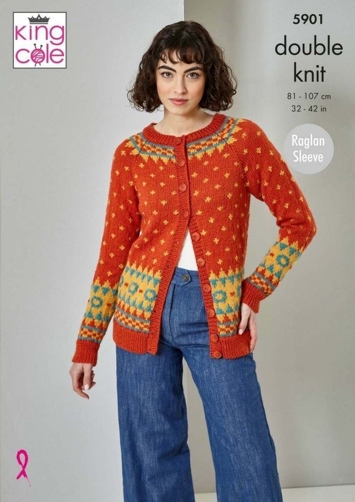 King Cole Women's Majestic Dk Knitting Pattern 5901, Sweaters, Cardigans For 32 - 42 Inches