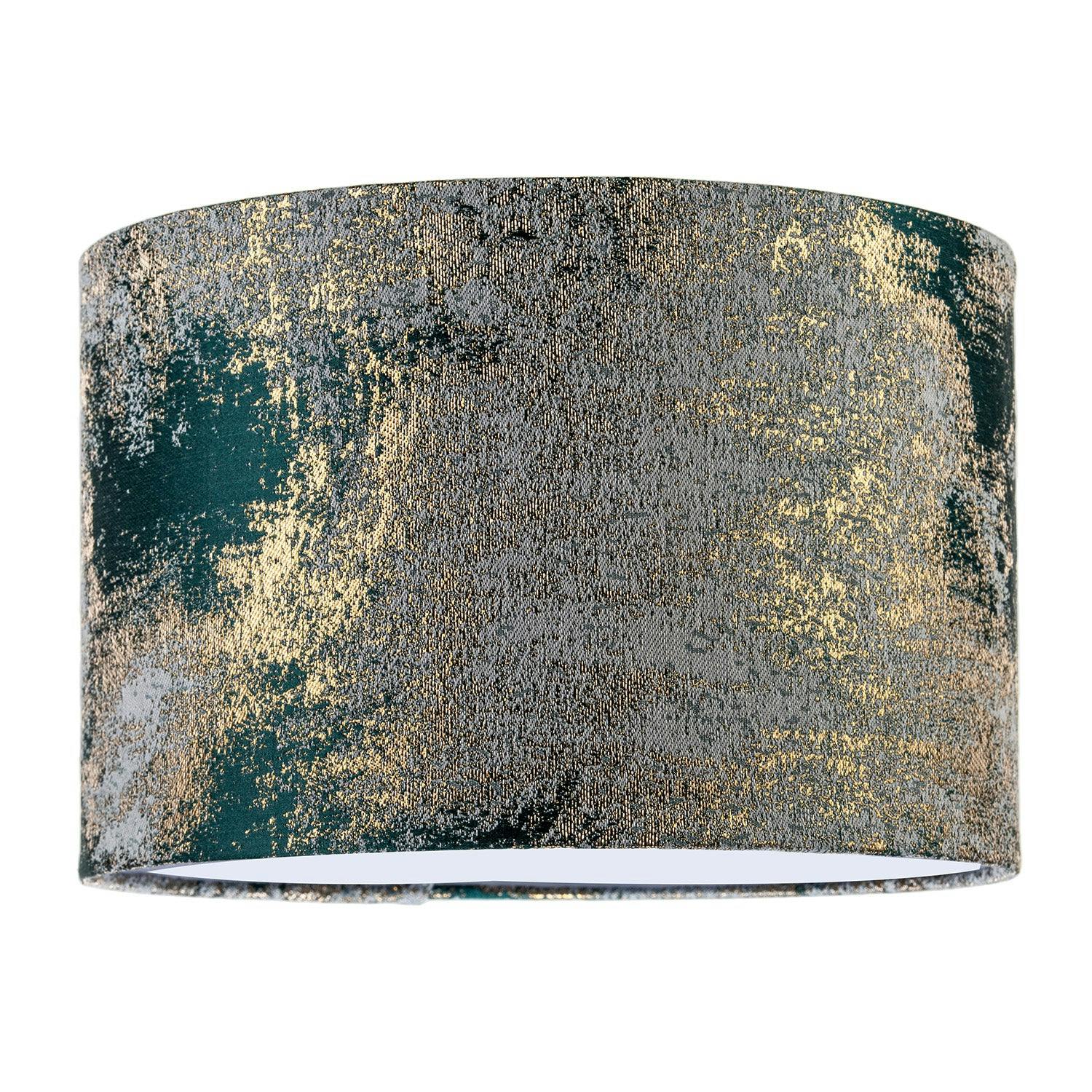 Happy Homewares Green/Gold Forest Jacquard Fabric Lamp Shade With Metallic Highlights