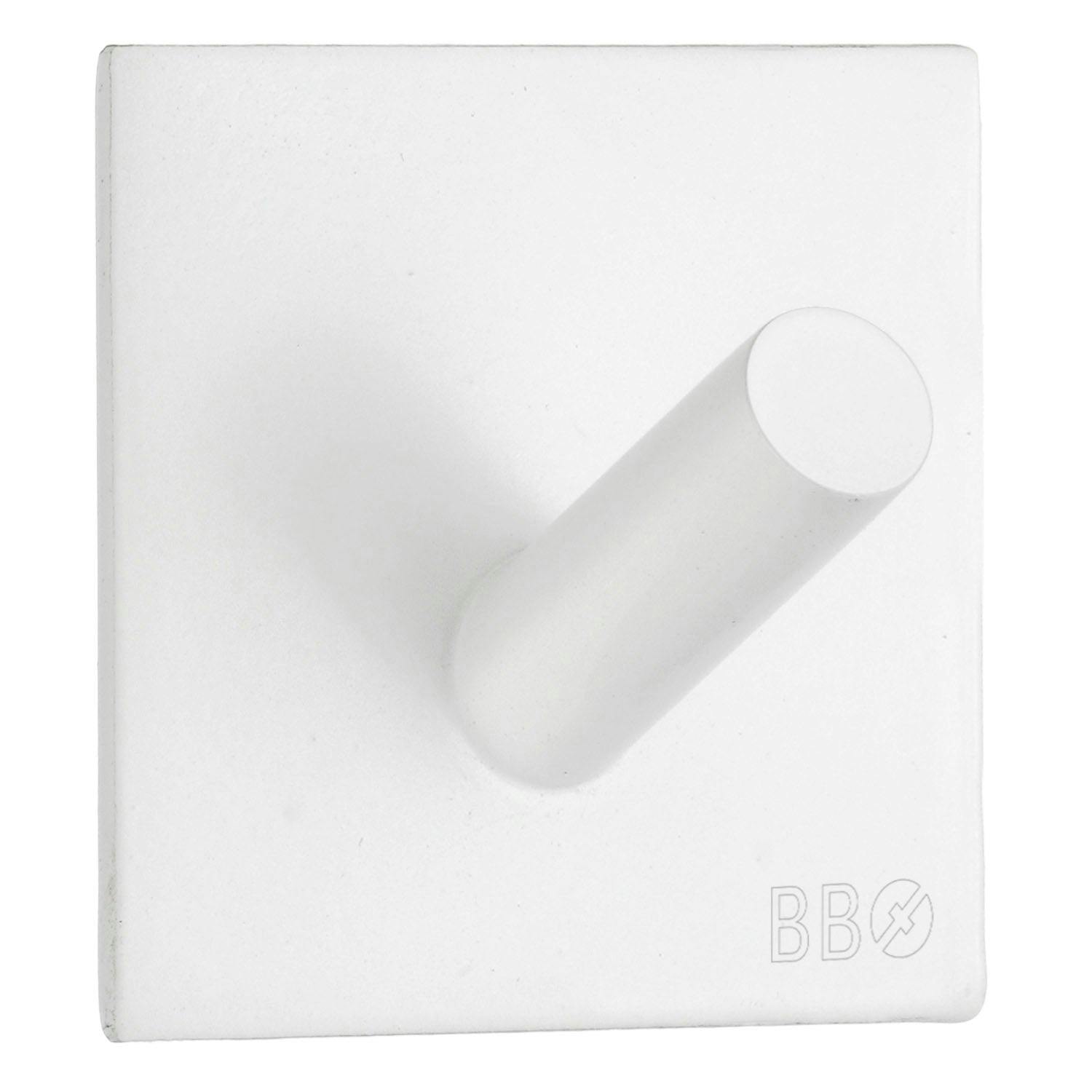 Rackhams White Stainless Steel Single Towel Hook (45 X 45Mm) Self Adhesive Bathroom Wall Mounted