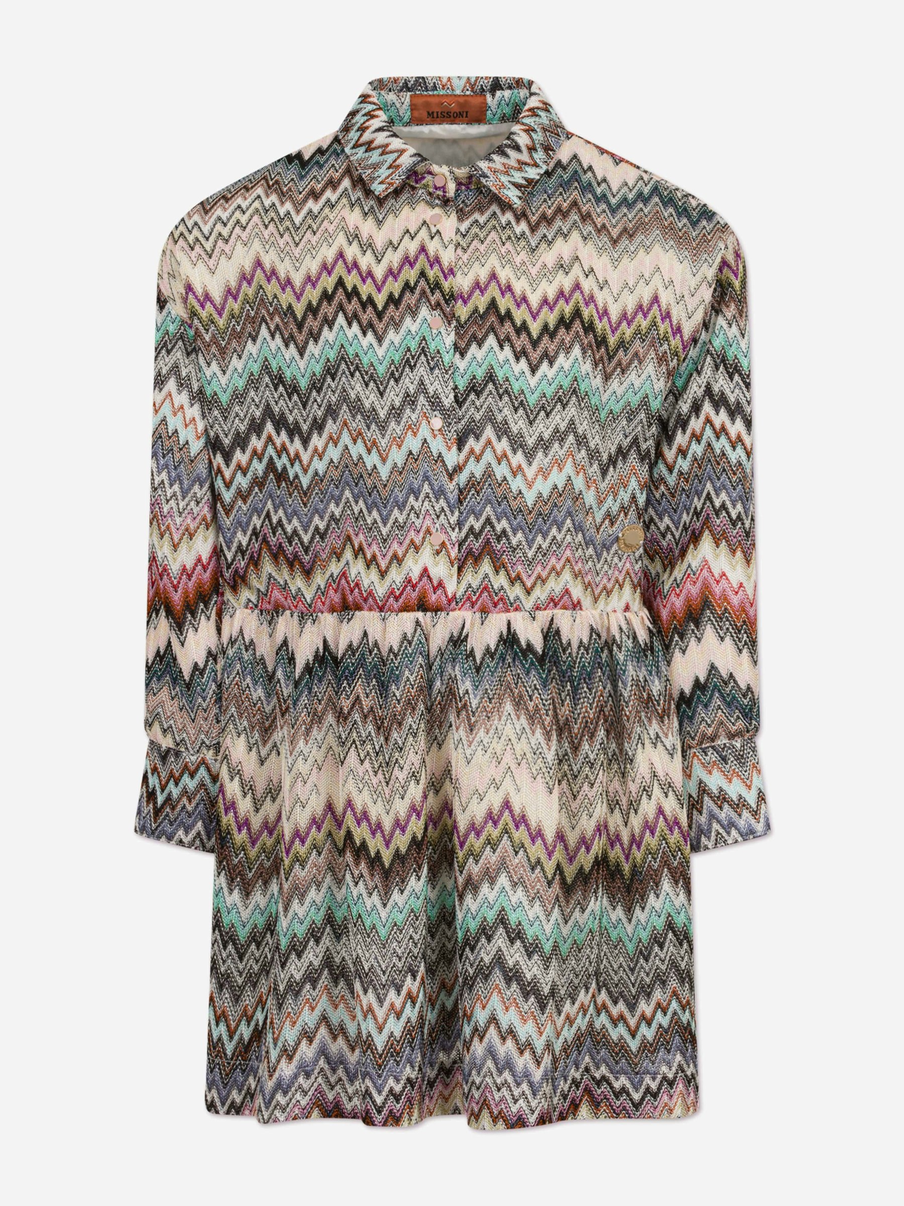 Missoni Girls Knitted Zigzag Dress In Multicolour - Multicoloured - 8 Yrs