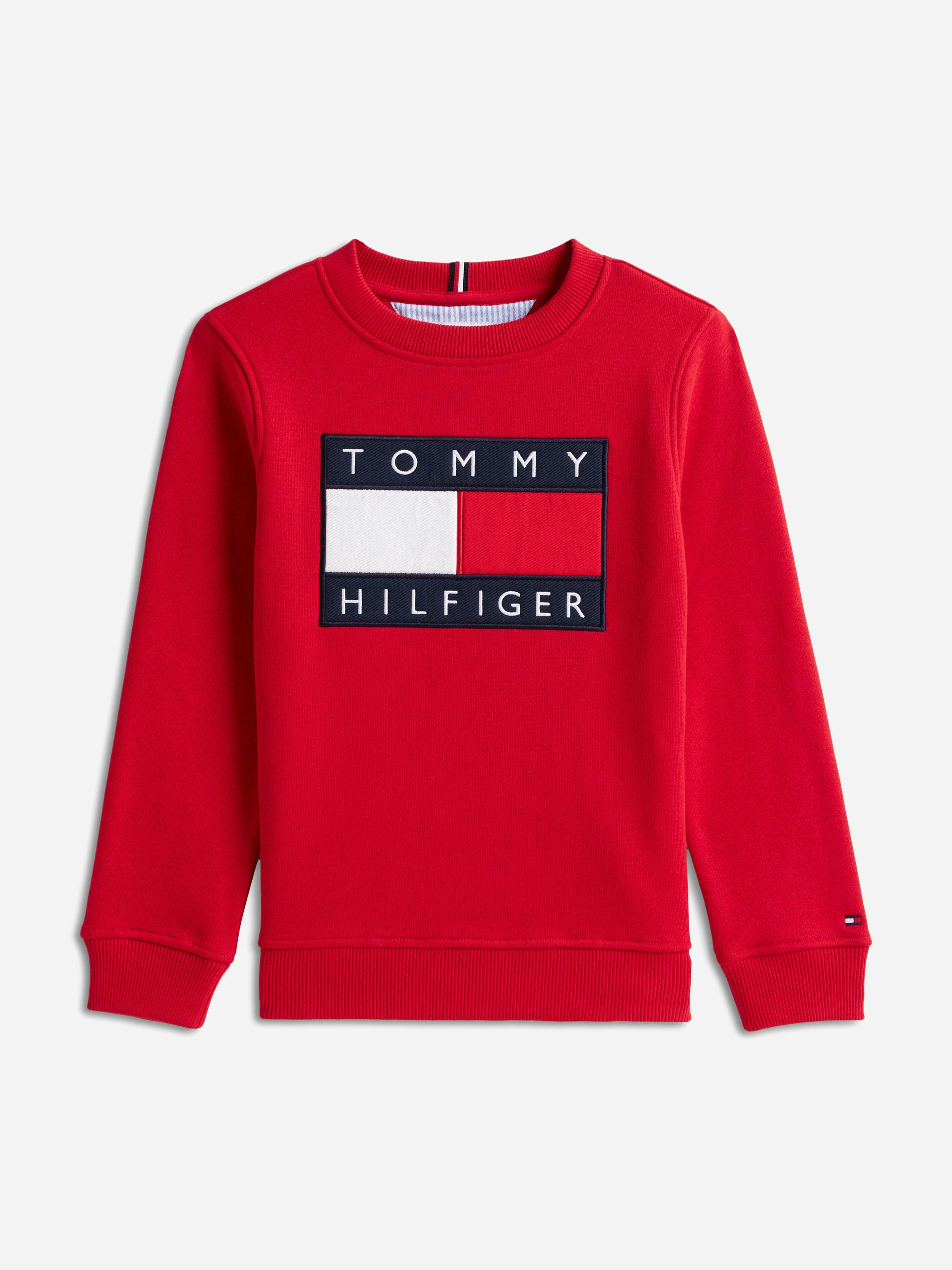 Tommy Hilfiger Boys Red Kids Heritage Flag Sweatshirt In - 12 Yrs