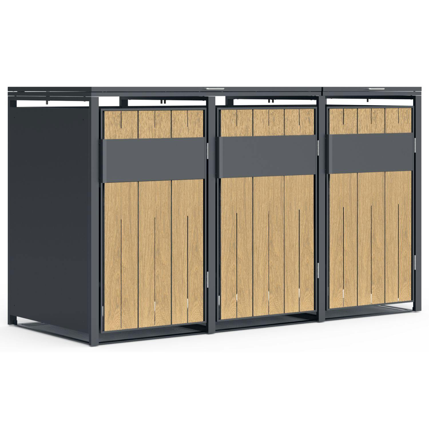 Phoenix Safe Phoenix Gb3300aw Outdoor Triple Wheelie Bin Store For 3 X 240L Bins In Oak Effect - Oak Effect - Powder-Coated - Steel