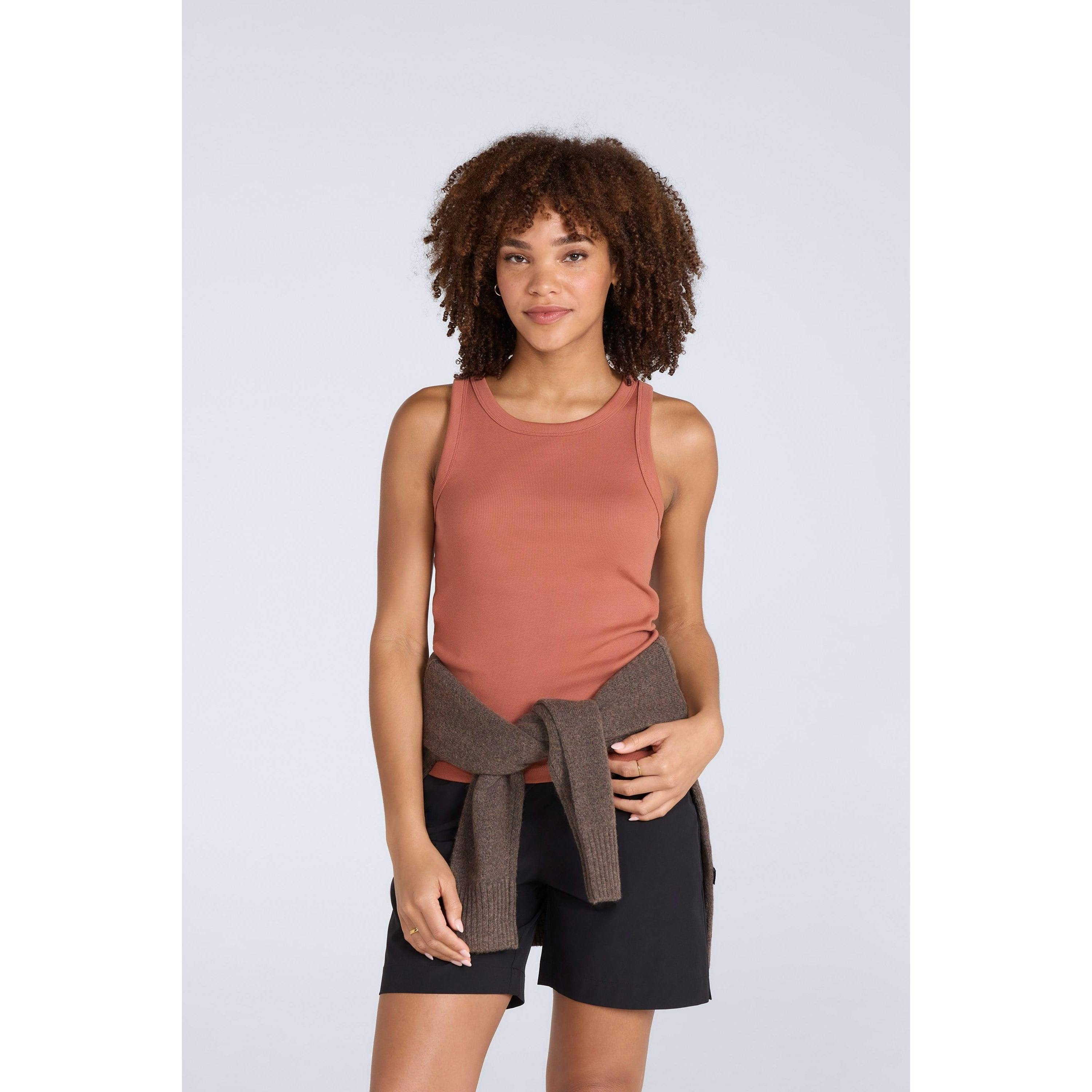 Animal Women's Ribbed Organic Tank Top - Rust - 12 Uk - Rust - 95% Organic Cotton/5% Elastane