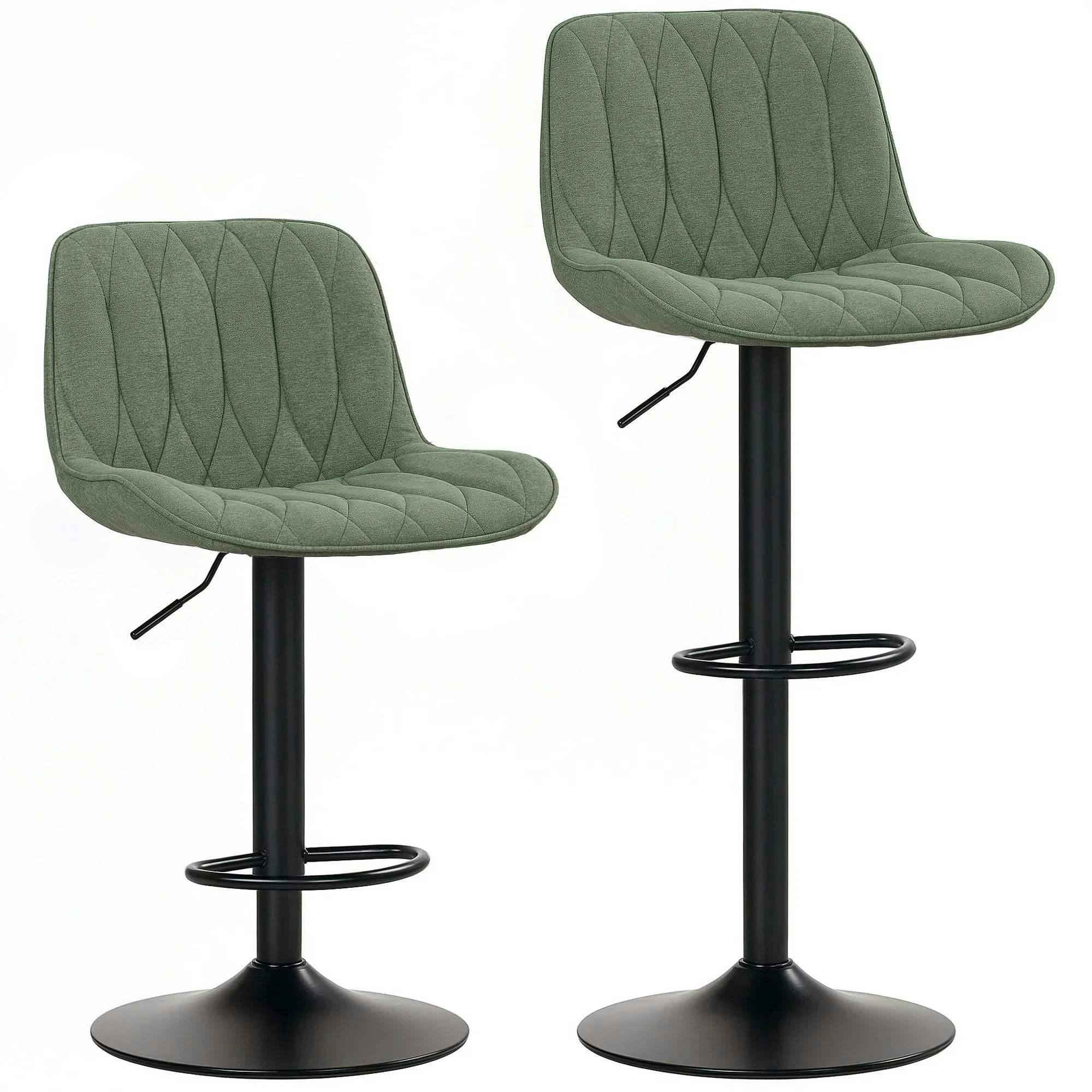B&Q - Bar Stools Set Of 2Modern Armless Bar ChairsGreen - Image 3