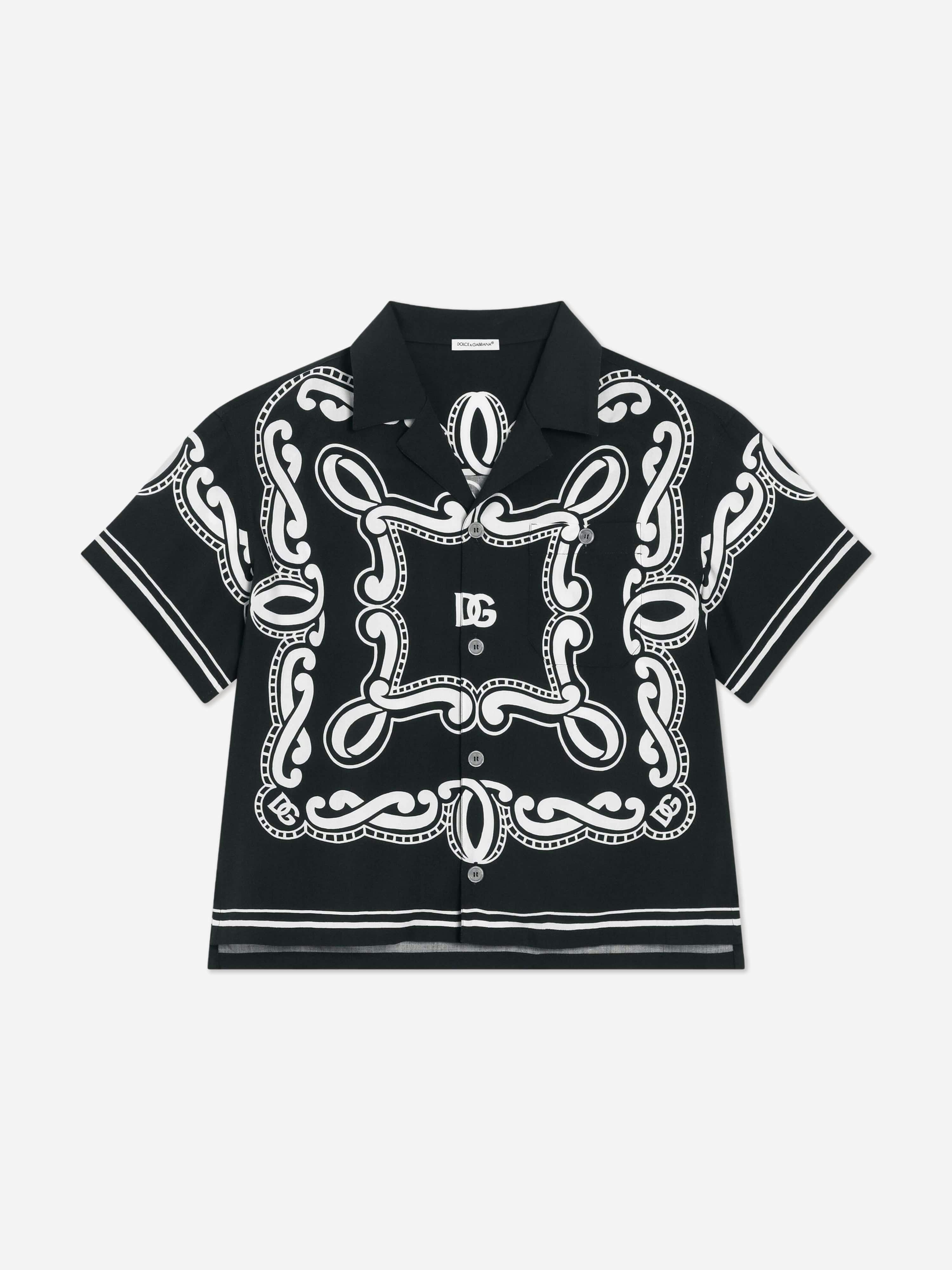 Dolce & Gabbana Kids Boys Black Dolce & Gabbana Bandana Print Shirt In - 10 Yrs