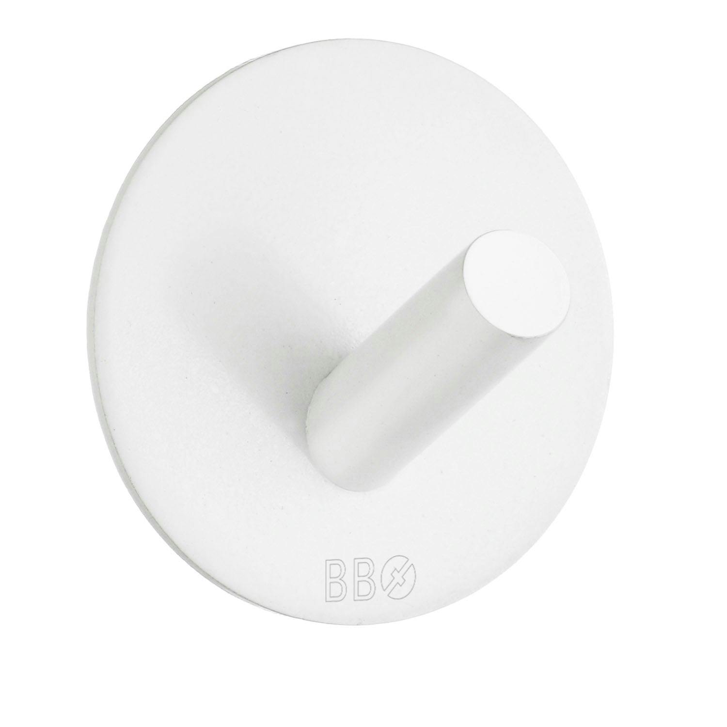 Beslagsboden White Stainless Steel Single Towel Hook (48 X 48Mm) Self Adhesive Bathroom Wall Mounted